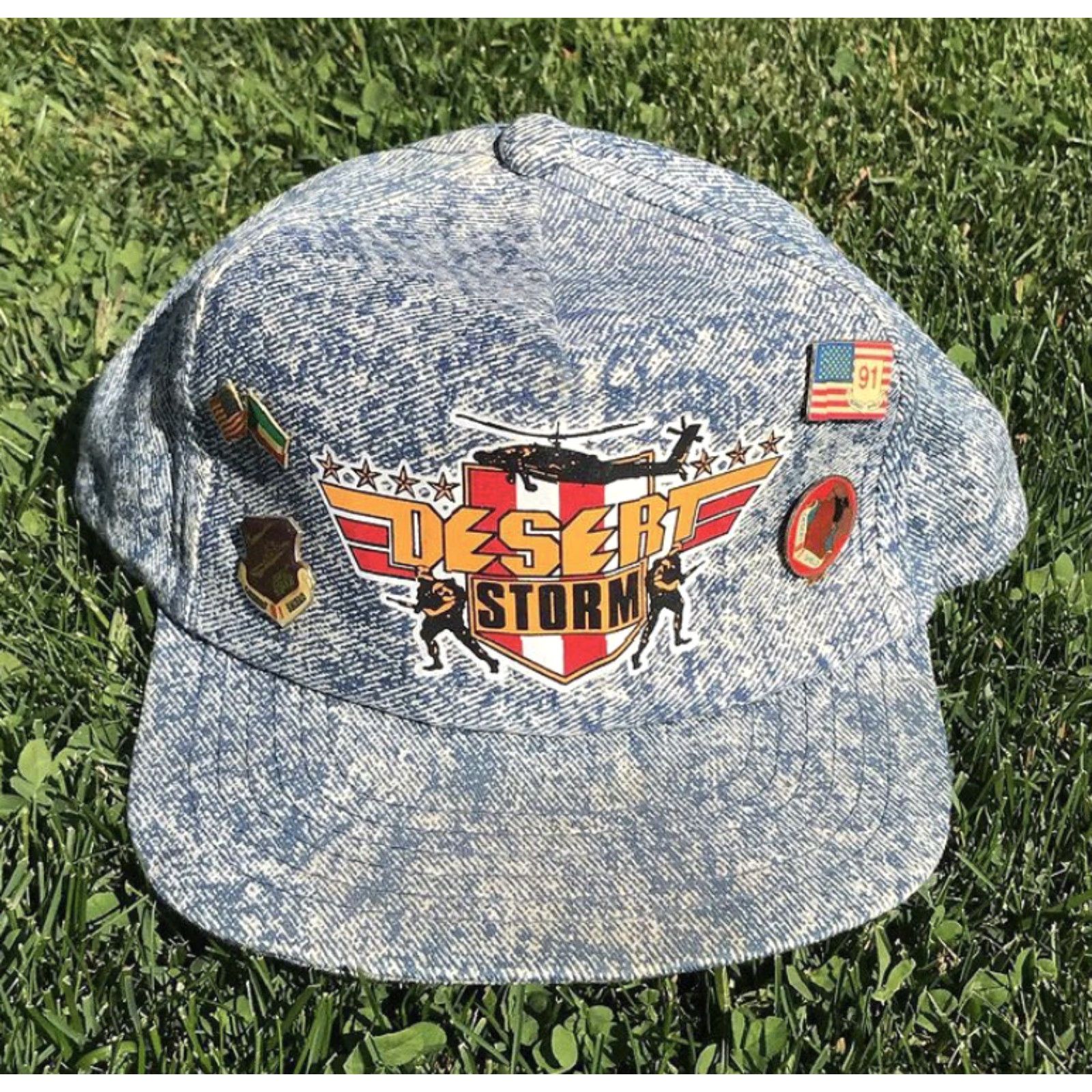 Vintage VINTAGE Desert Storm Trucker Hat 90s Adjustable All Over Print Snapback Military Cap Collectible Mens Size ONE SIZE - 2 Thumbnail