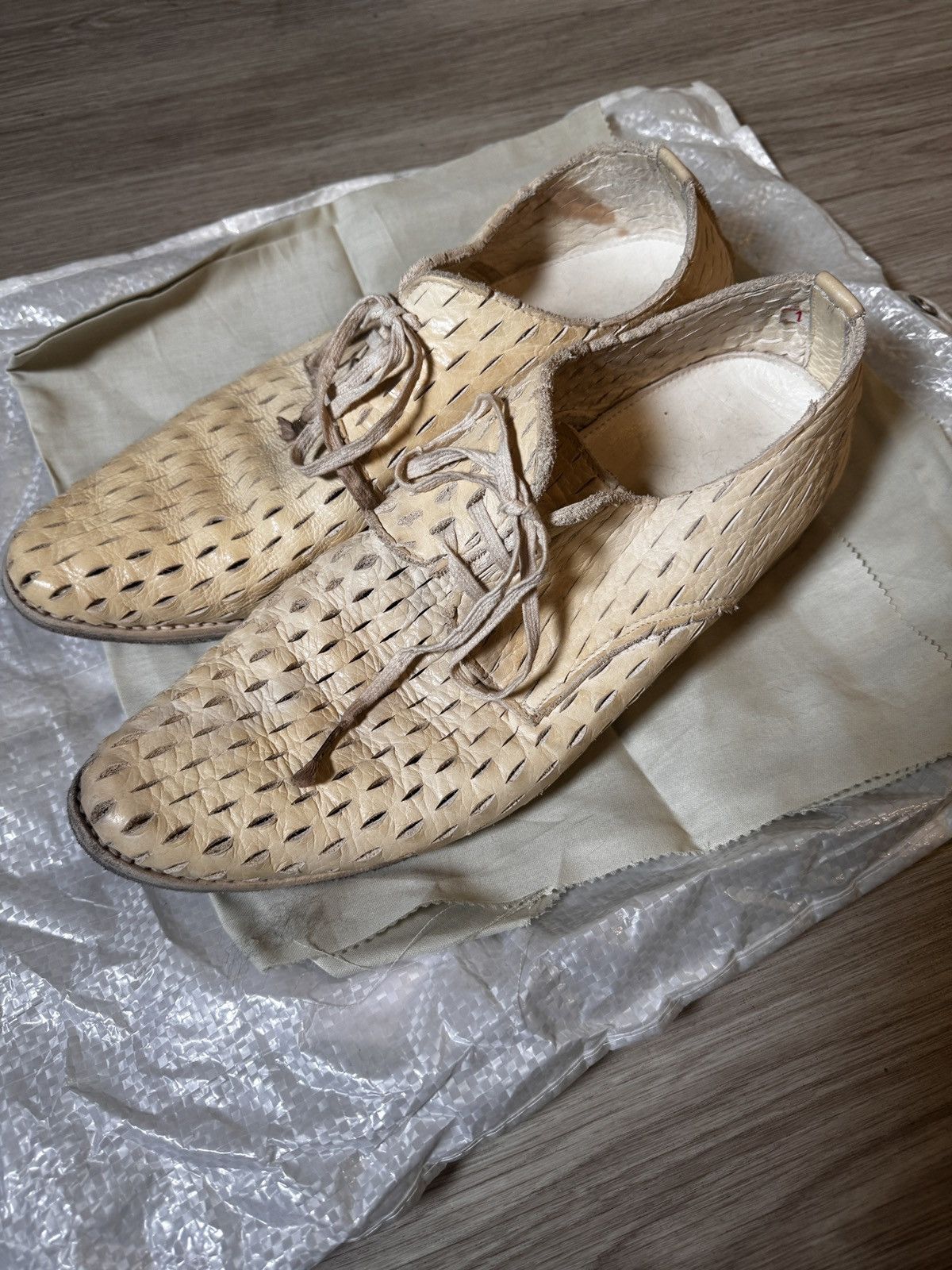 image of Carol Christian Poell Laser Cut Derby Shoes in White, Men's (Size 12)