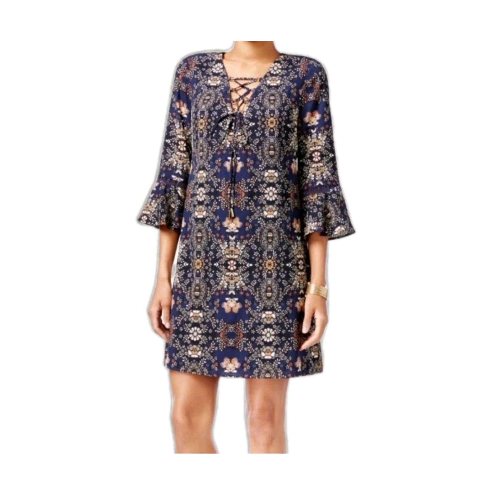Jessica Simpson Jessica Simpson Dress XS 2-4 Floral Shift 3/4 Bell Sleeve Size XS / US 0-2 / IT 36-38 - 1 Thumbnail