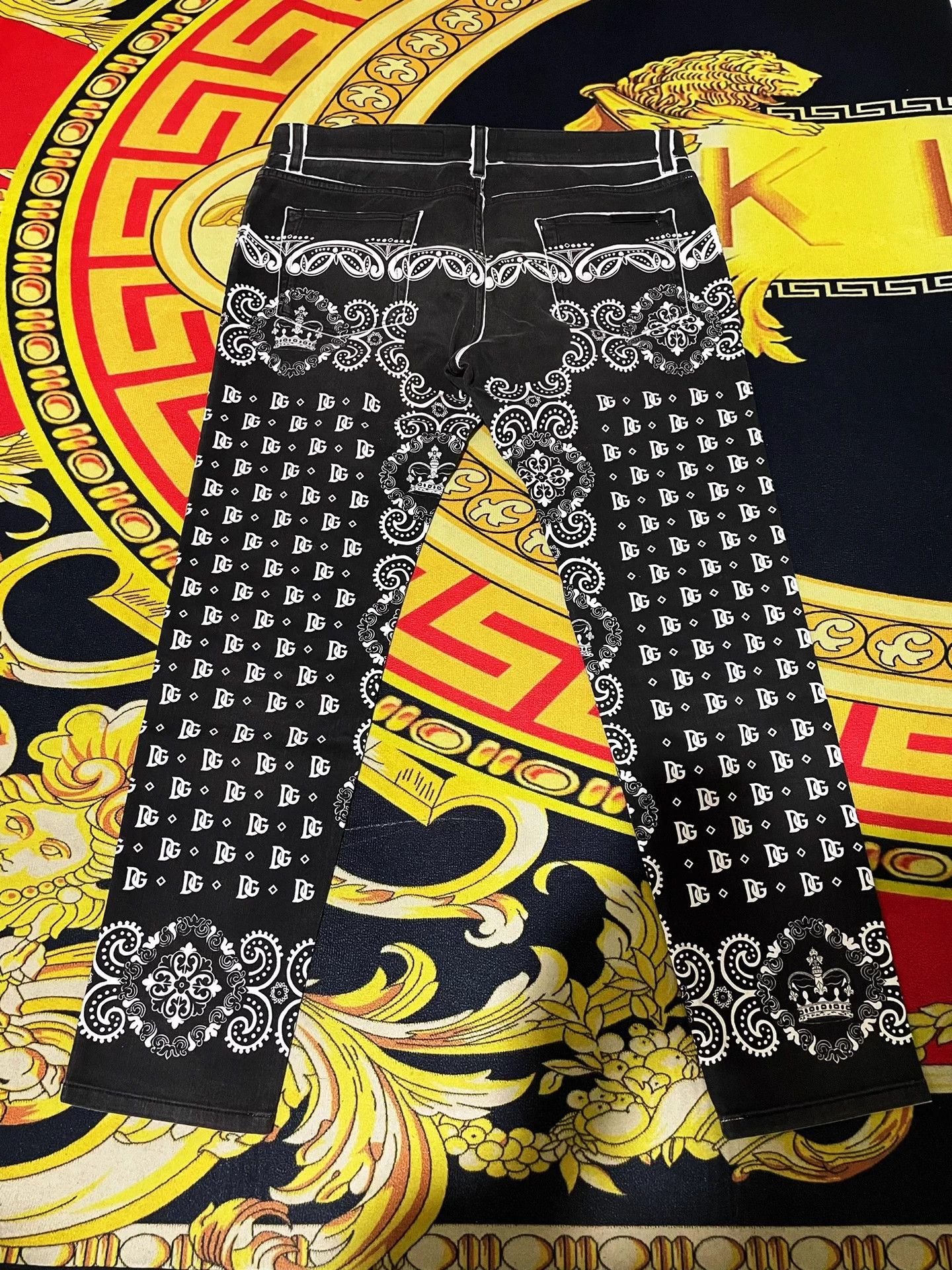 Dolce & Gabbana D&G Blog Crown Runway Patterned Jeans 54 Size US 38 / EU 54 - 2 Thumbnail