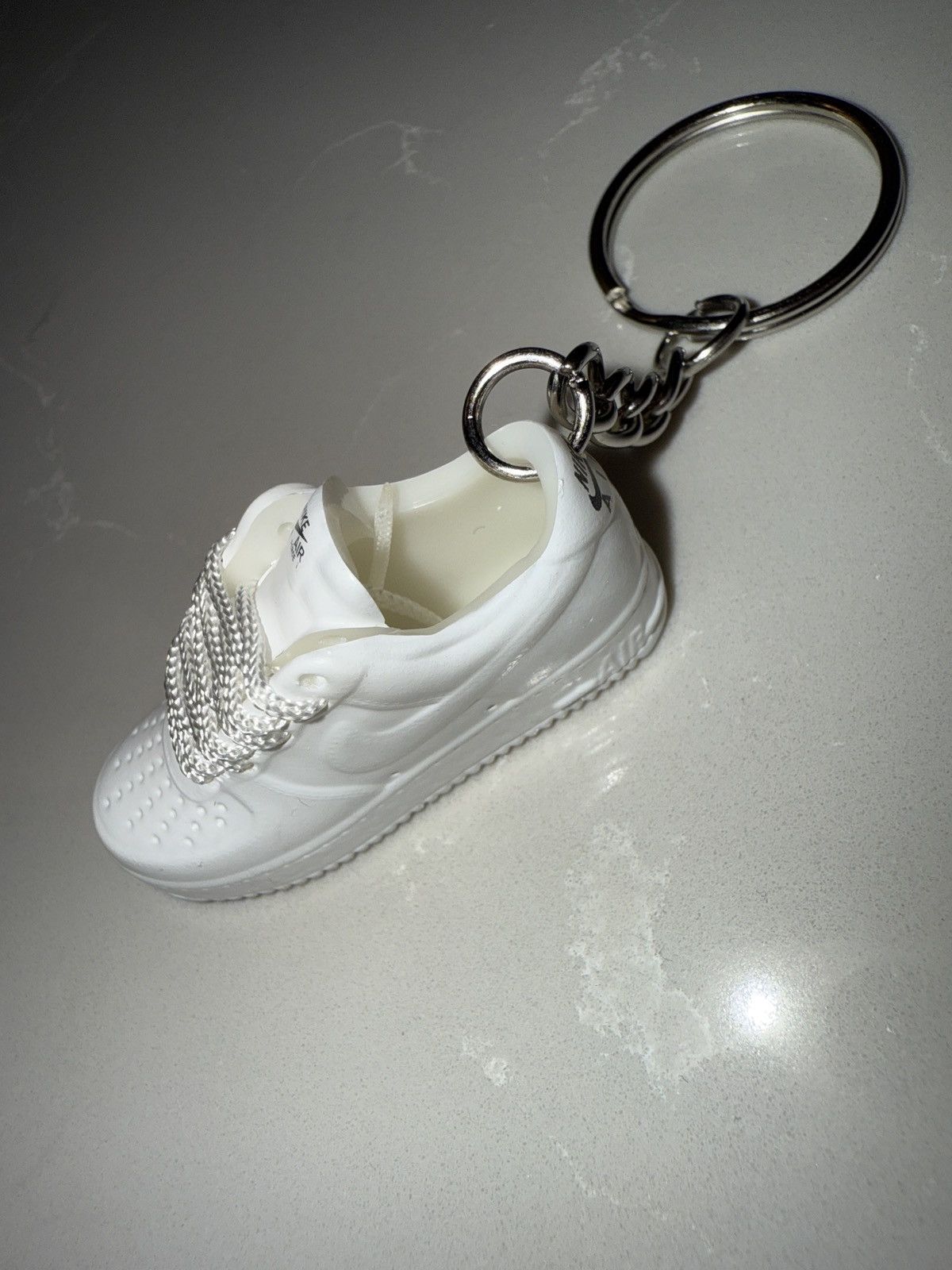 Nike 3D Mini Sneaker, Nike AF1 triple white, keychain shoe NEW! Size ONE SIZE - 5 Thumbnail