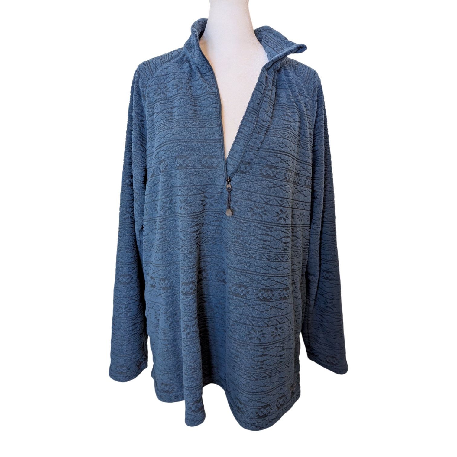 Eddie Bauer Eddie Bauer Women's Geometric Blue Quest Fleece Pullover 2XL Size XL / US 12-14 / IT 48-50 - 4 Thumbnail