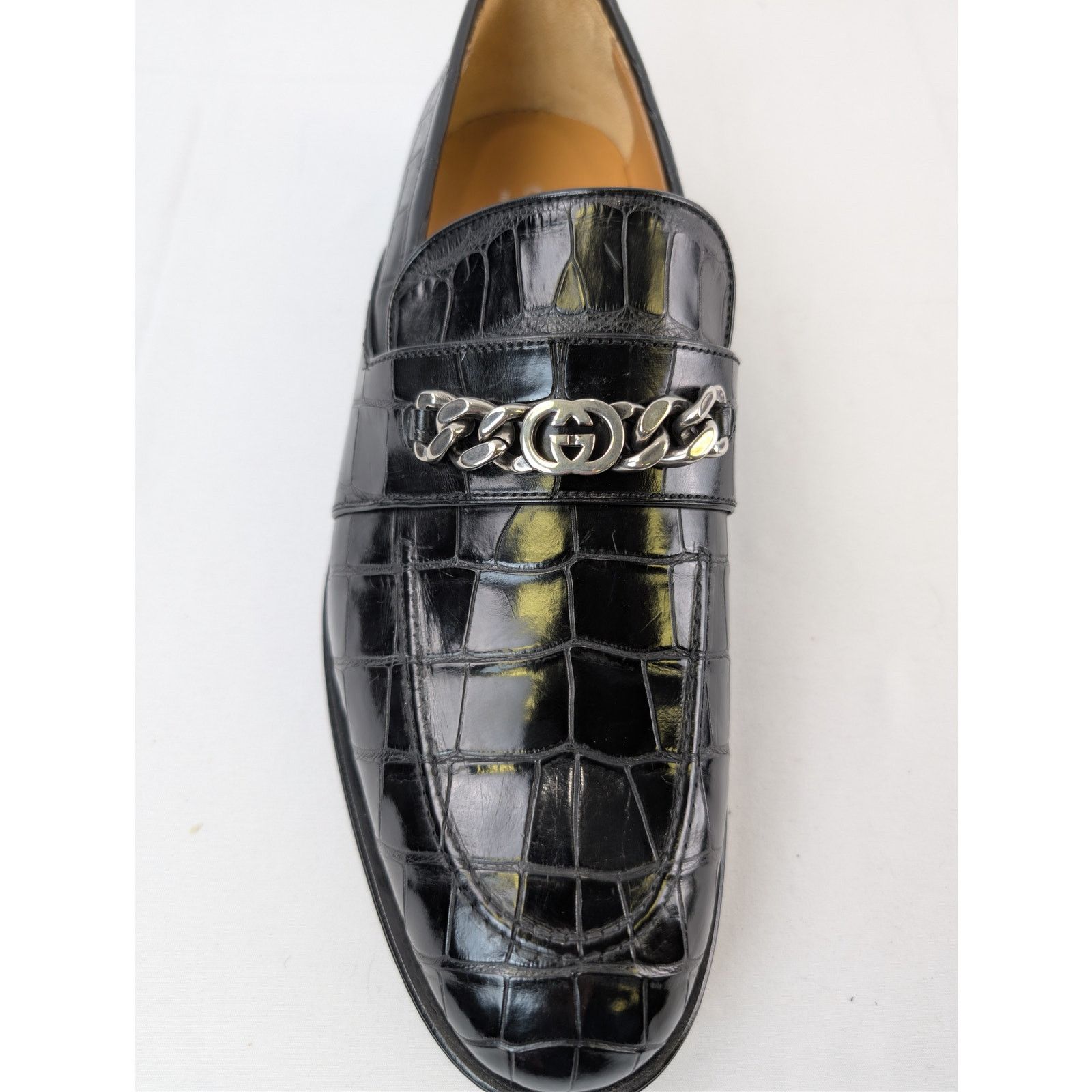 Gucci o1rshd1 Sukey Logo Crocodile Dress Loafers Shoe Boots Black Size US 10 / EU 43 - 15 Thumbnail
