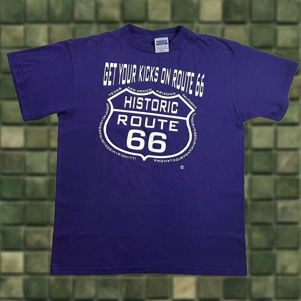 Tultex Vintage Route 66 Shirt - 90s Graphic Print Size US L / EU 52-54 / 3 - 1 Thumbnail