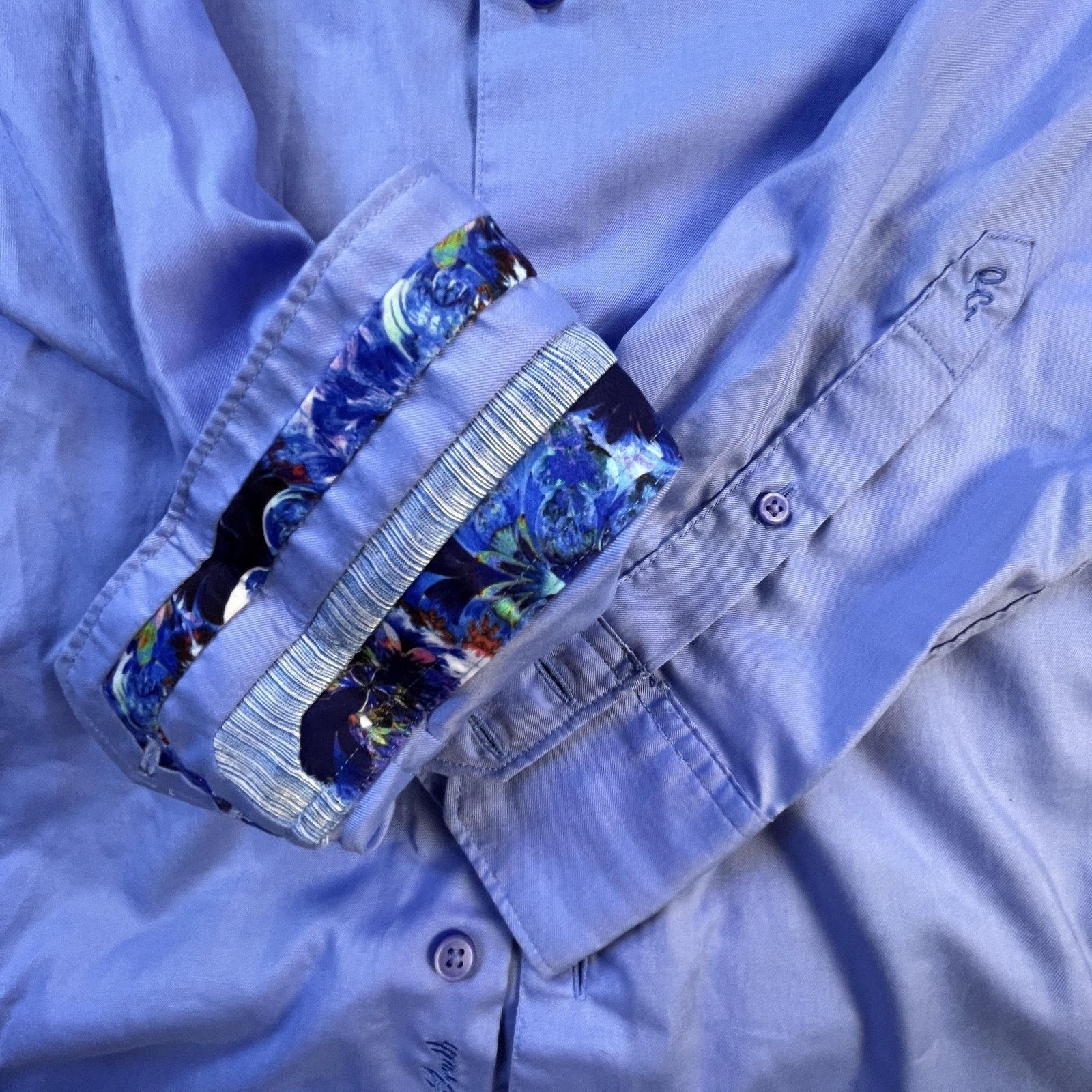 Robert Graham Robert Graham Men's Medium Light Blue Shirt - Floral Trim Size US M / EU 48-50 / 2 - 3 Thumbnail