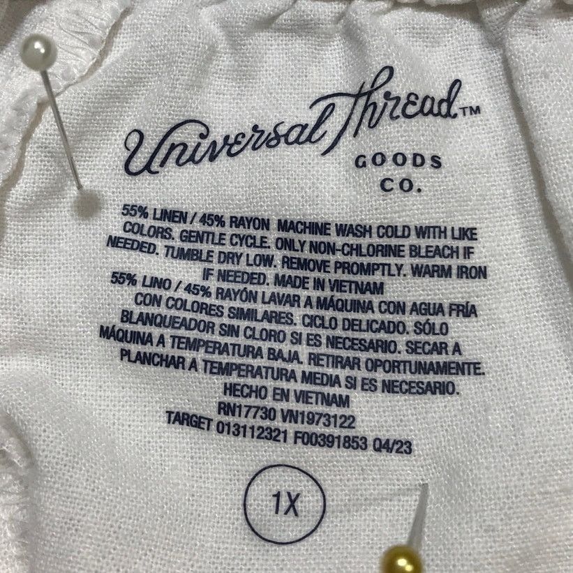 Other Universal Thread White Linen-Blend Relaxed Fit Shorts 1X Size 39" - 5 Thumbnail