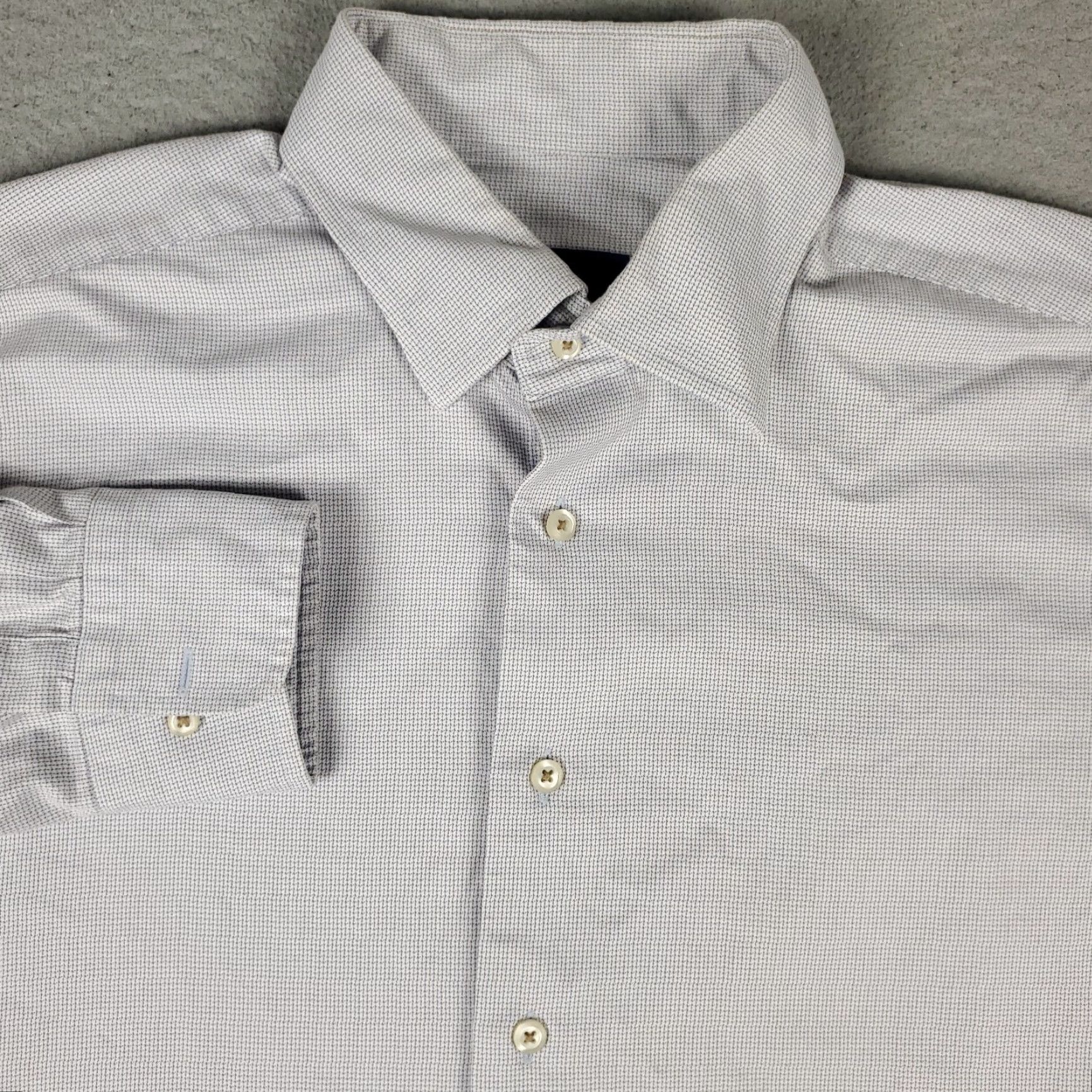 David Donahue David Donahue Shirt Mens Dress Shirt Long Sleeve Button Up Blue 17 Collared Classic Modern Pockets Non-Iron Size 46R - 2 Thumbnail