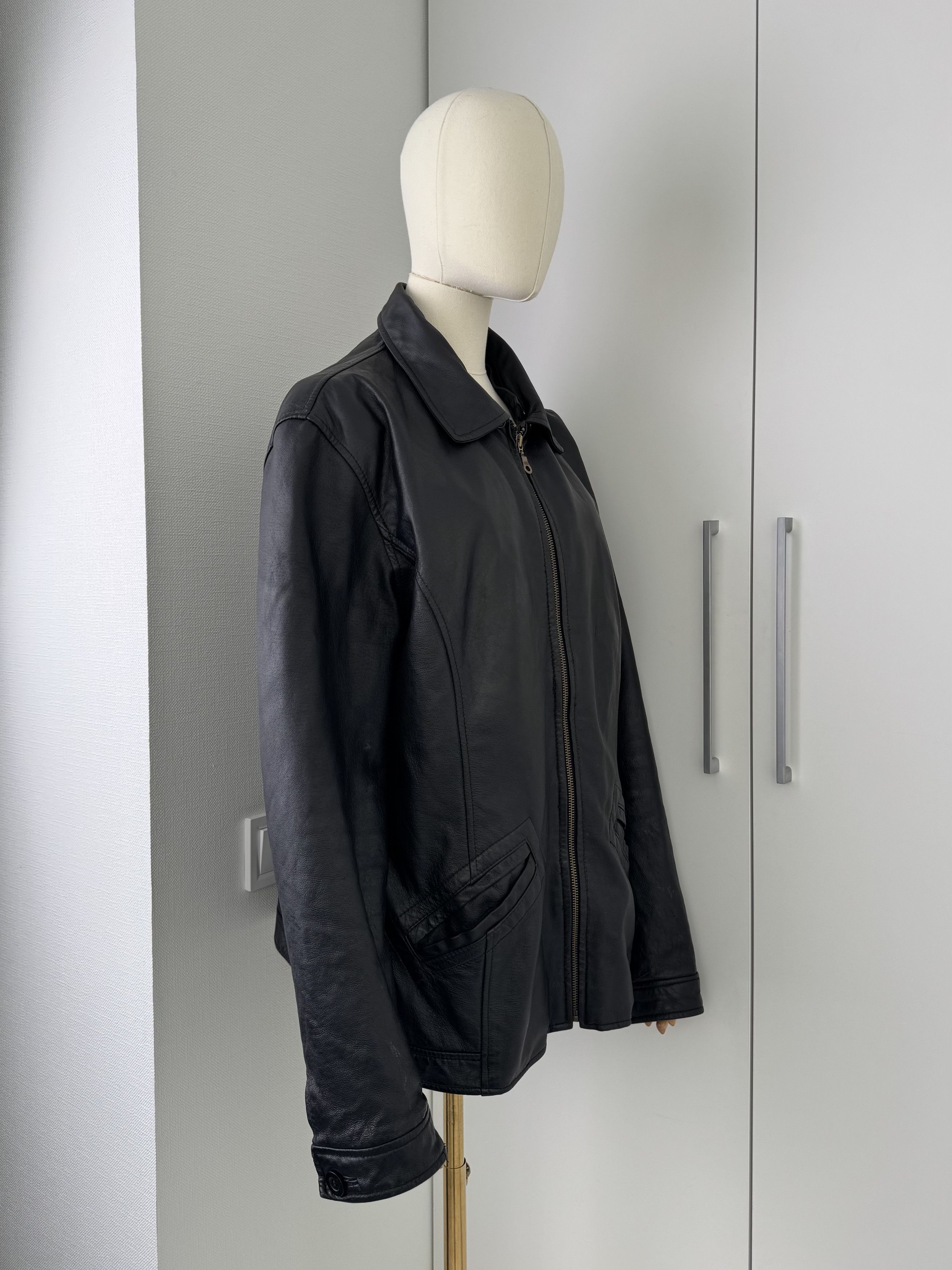 Japanese Brand Y2K Black Leather Jacket Mens Zip Up Classic Minimal Coat Size US M / EU 48-50 / 2 - 2 Thumbnail