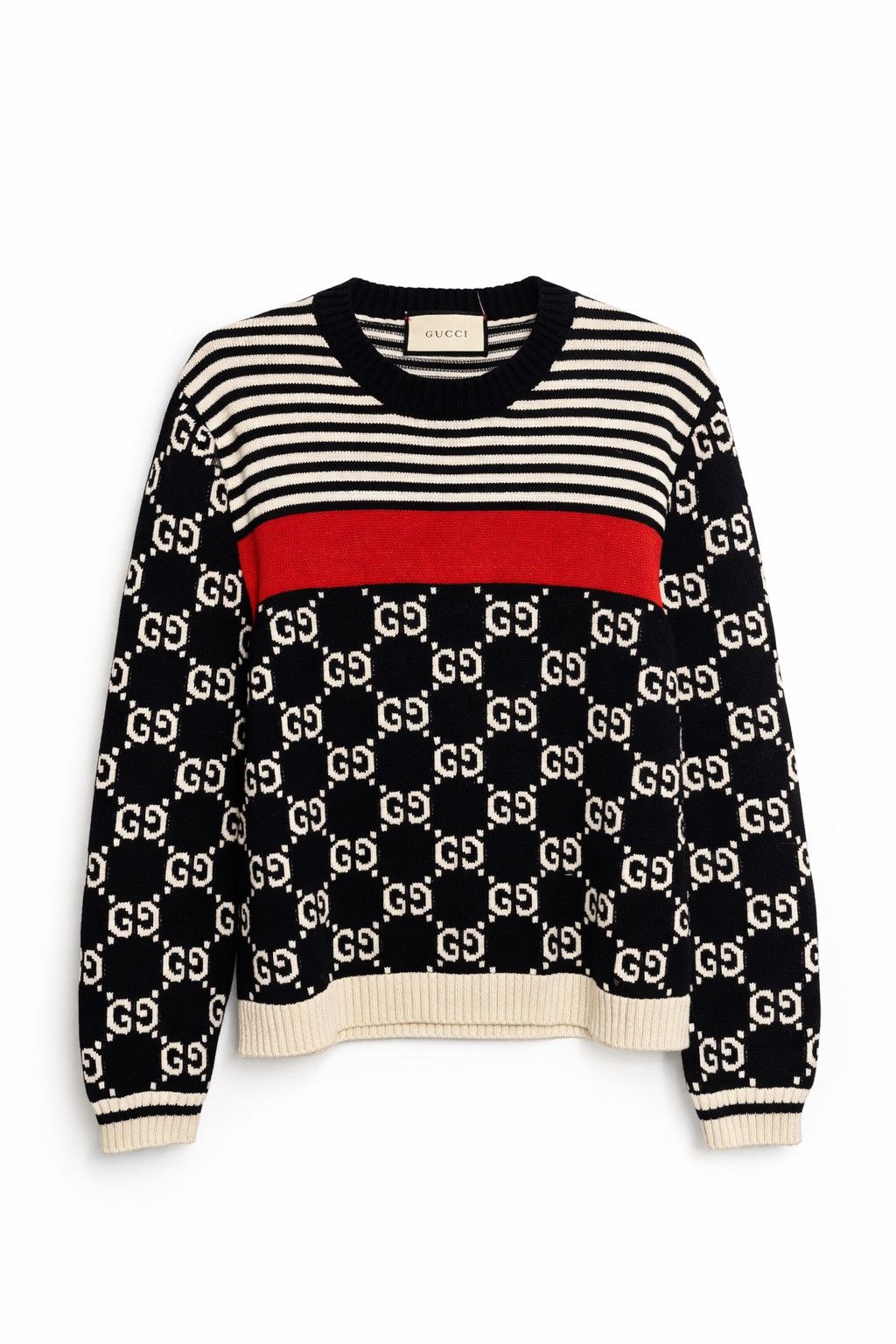 Gucci Gucci GG Monogram Knit Sweater – Red Stripe – Size Size US S / EU 44-46 / 1 - 1 Thumbnail
