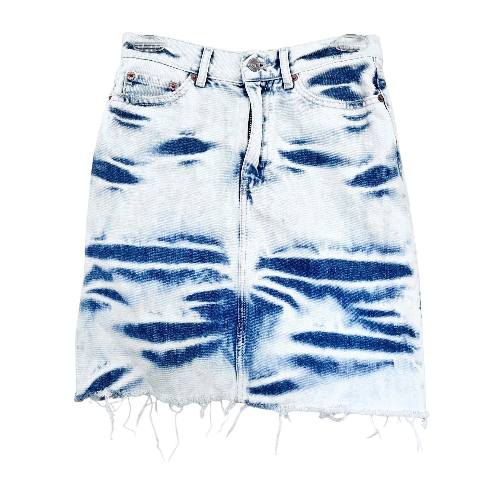 Zara Zara Blue Tie Dye A-Line Denim Mini Skirt Size XS Size 25" / US 0 / IT 36 - 1 Thumbnail