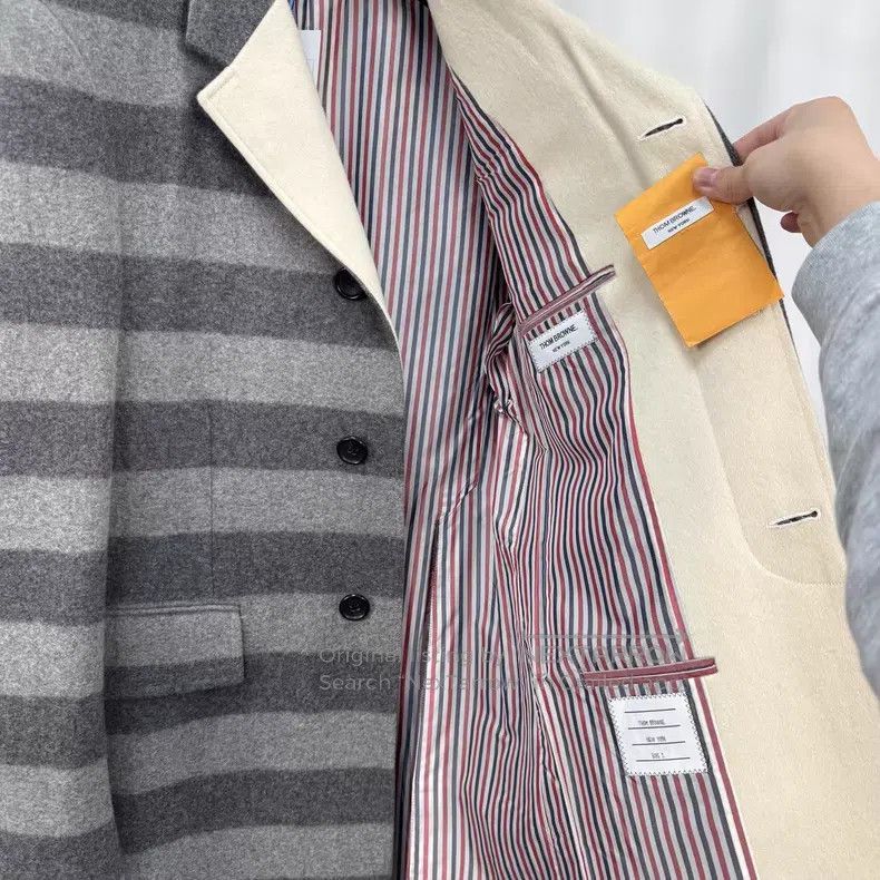 Thom Browne Thom Browne Wool Striped Shoulder Pad Coat Size US M / EU 48-50 / 2 - 5 Thumbnail