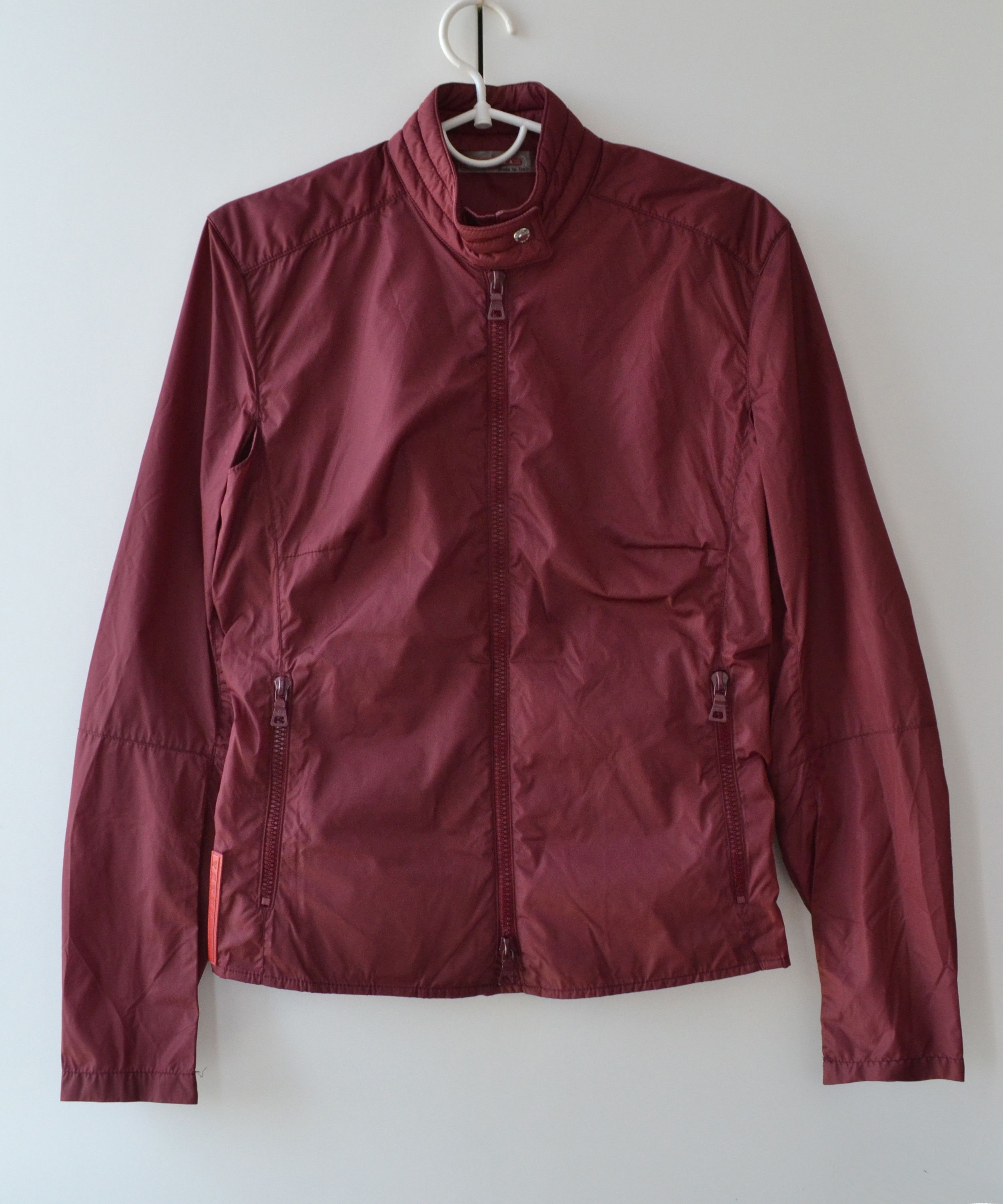 Prada 🔴 PRADA Jacket Zip Bomber Burgundy Nylon Red Tab Logo 2000 Size US XS / EU 42 / 0 - 6 Thumbnail