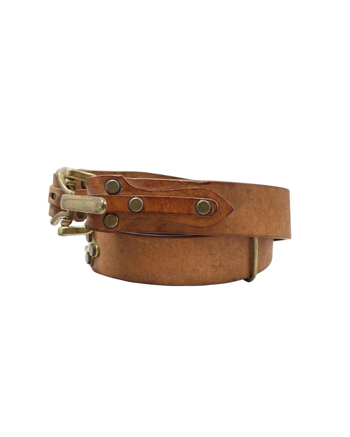 Japanese Brand 2000S INDUSTRIAL GEAR BUCKLE LEATHER BELT Size ONE SIZE - 4 Thumbnail