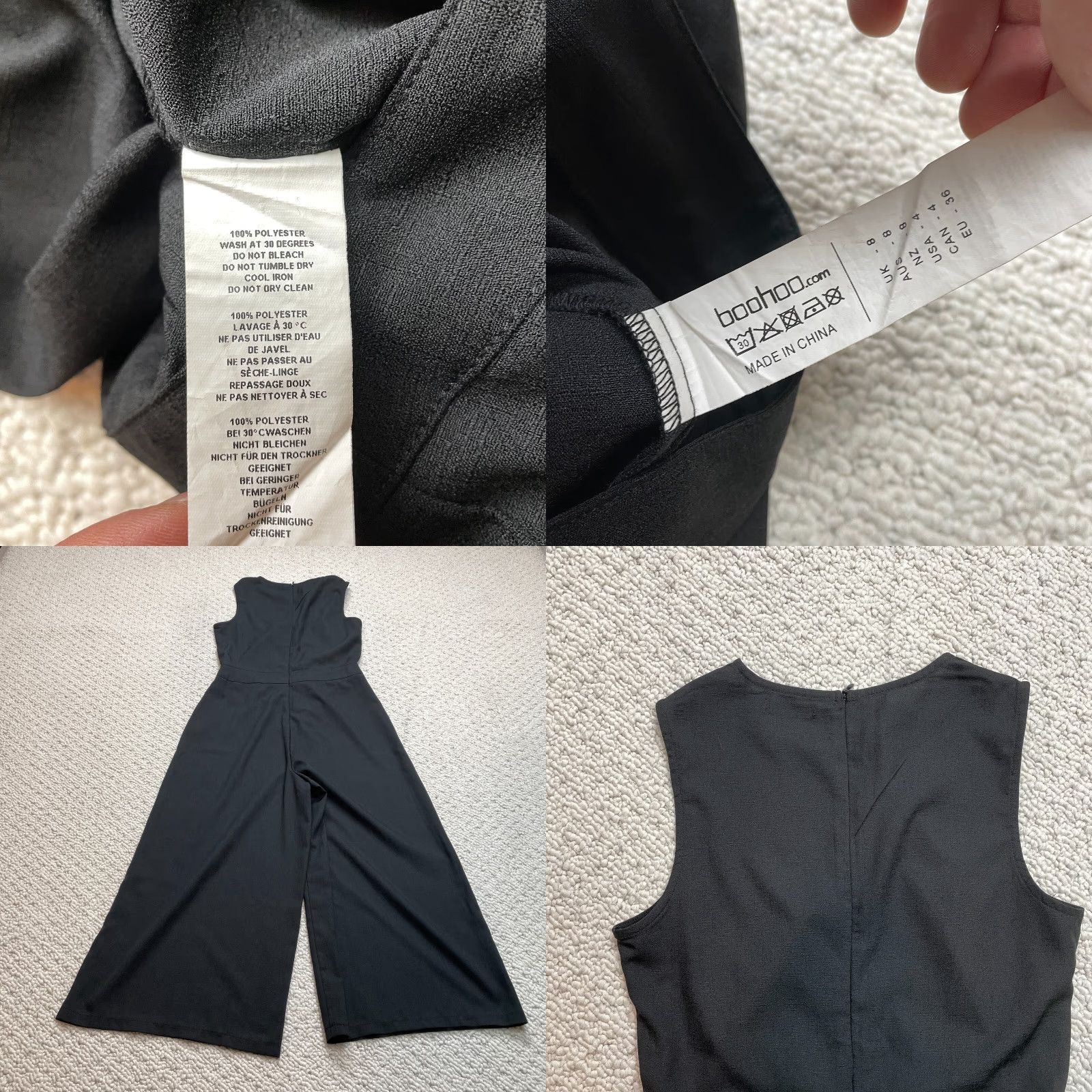 Boohoo Boohoo Jumpsuit Womens 4 Night Black Sleeveless Wide-Leg Polyester Romper Jumper Party/Cocktail Casual Size S / US 4 / IT 40 - 8 Thumbnail