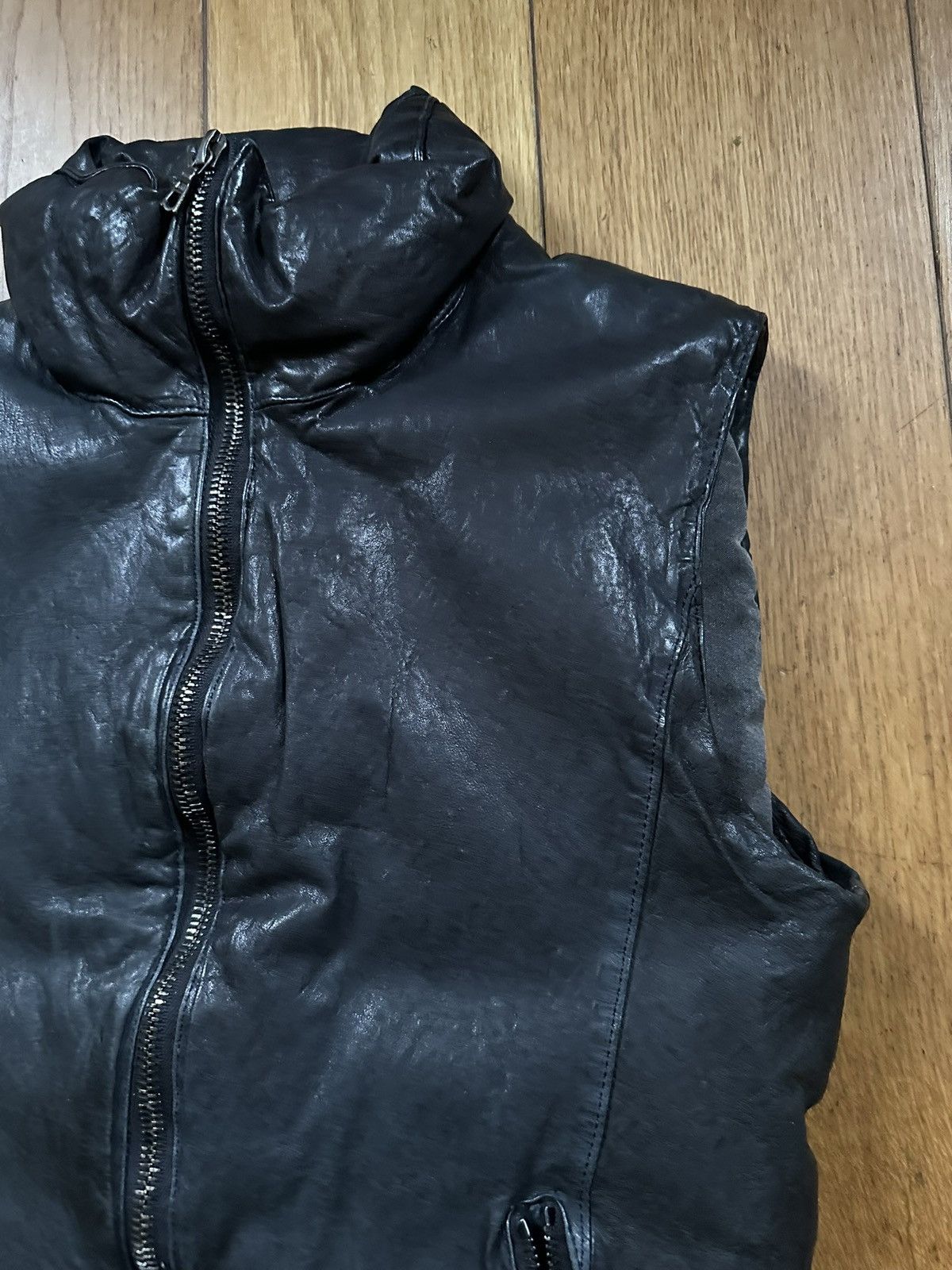 Isamu Katayama Backlash Metallic Navy Leather Down Vest JP 2 Fits US S Size US S / EU 44-46 / 1 - 6 Thumbnail