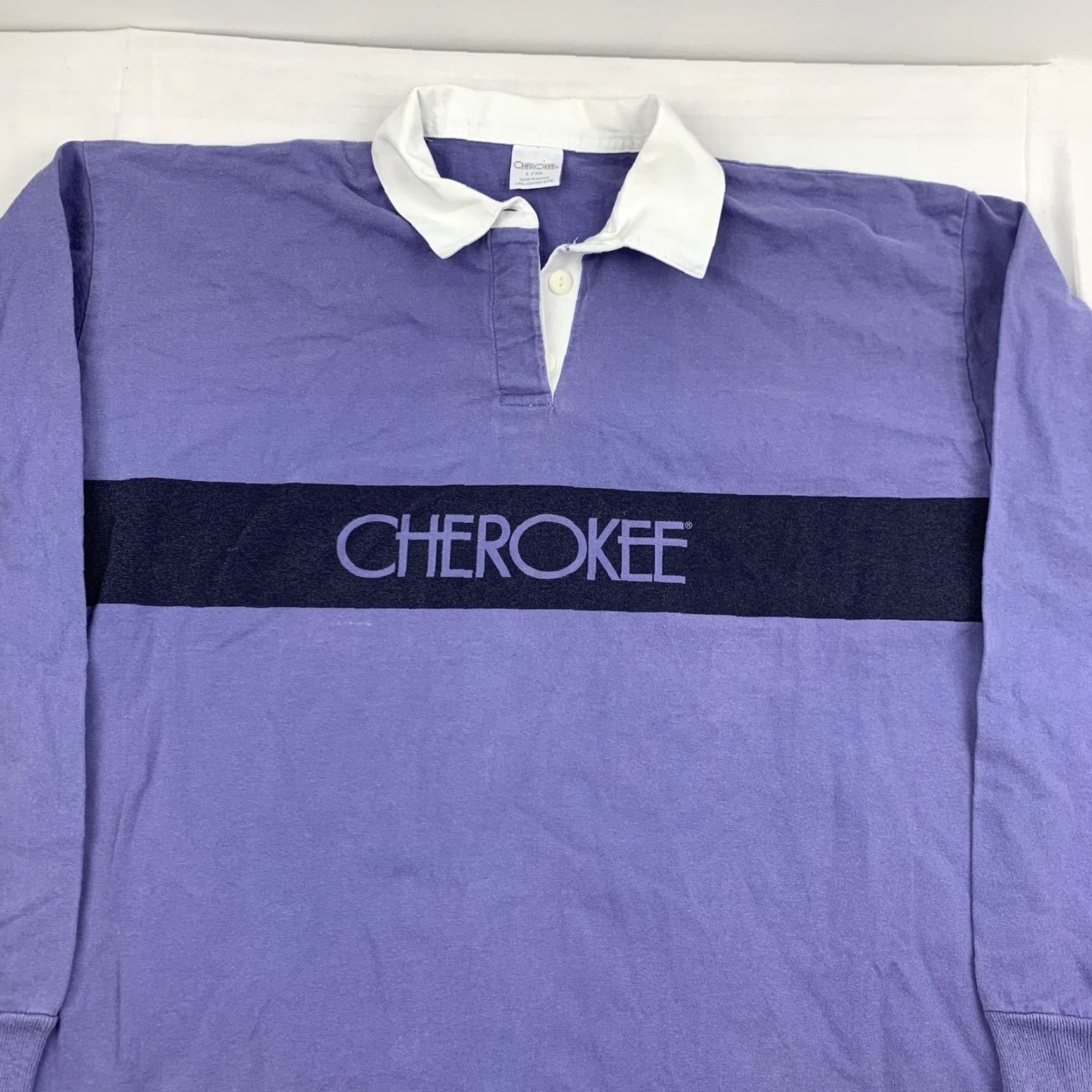 Cherokee VINTAGE Cherokee Rugby Polo Long Sleeve Mens XL Purple Solid Logo 90s Size US XL / EU 56 / 4 - 2 Thumbnail