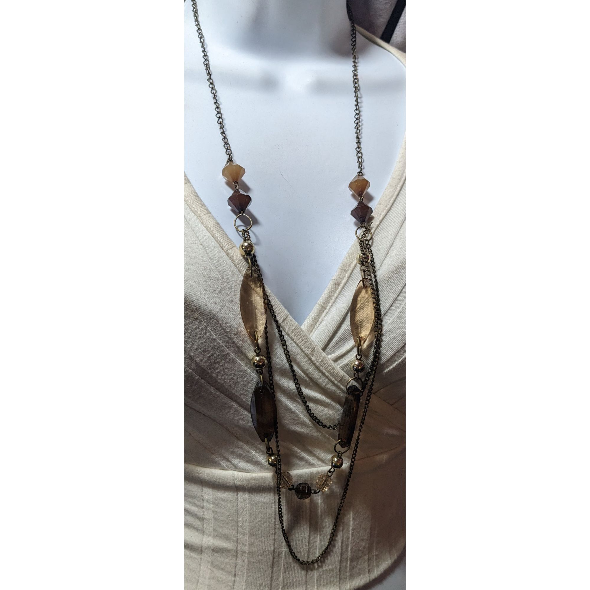 Other Retro Earth Tone Multilayer Gemmed Chain Necklace Size ONE SIZE - 1 Thumbnail