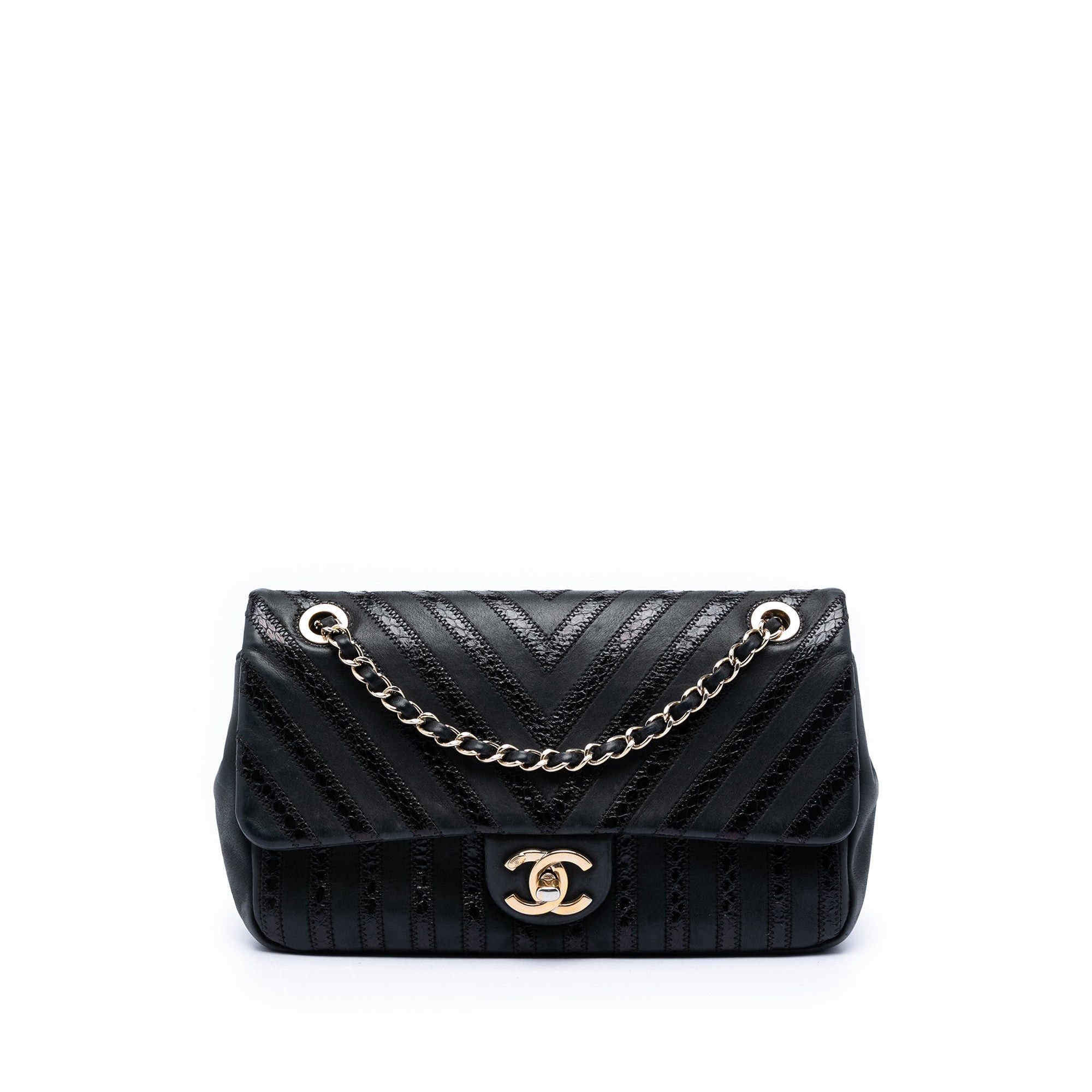 Chanel Chevron Python Embossed Calfskin and Suede Single Flap Size ONE SIZE - 1 Thumbnail