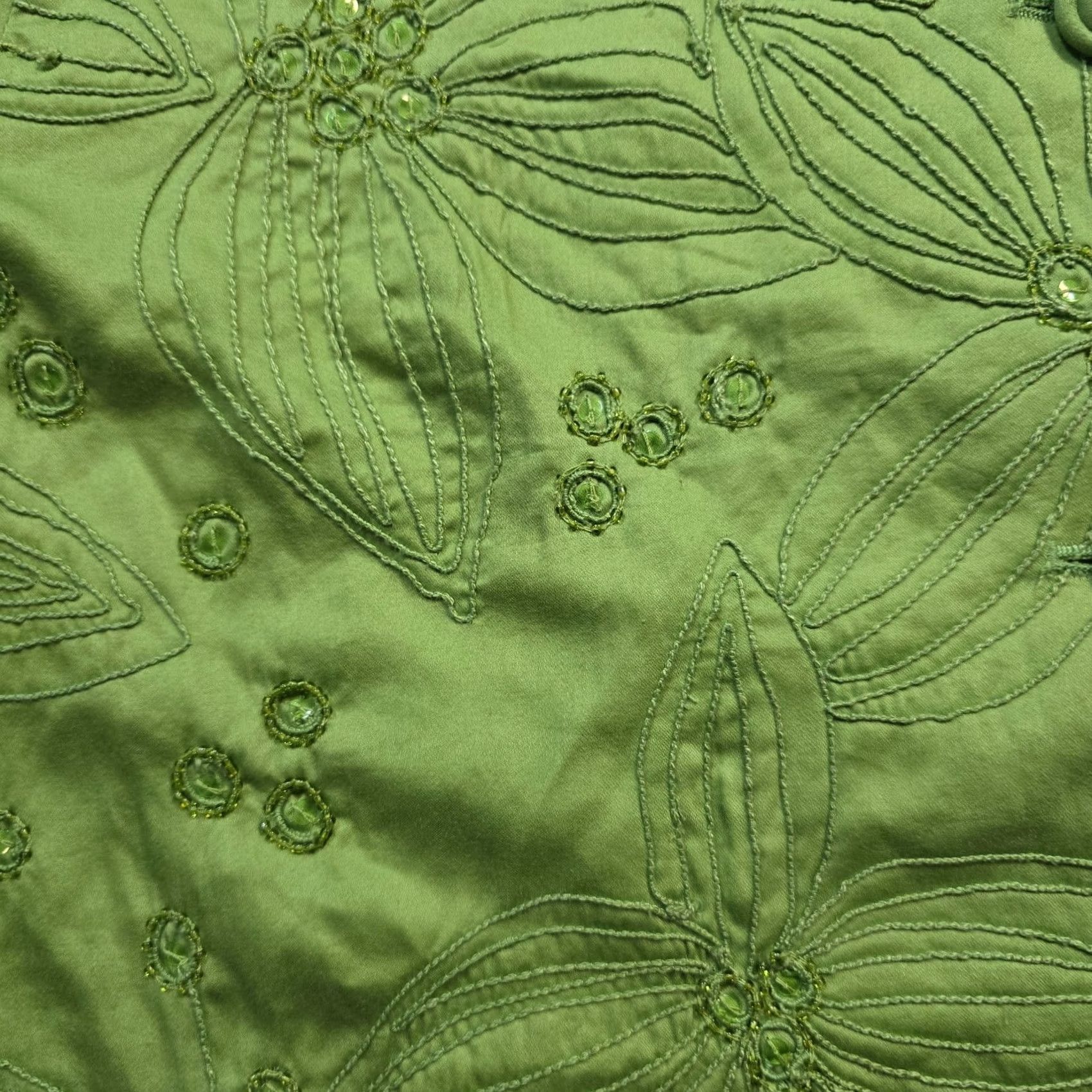 Vintage Chicos Jacket Women XL Green Embroidery Blazer Sequin Floral Lined Career Casual Shirt? Size XL / US 12-14 / IT 48-50 - 5 Thumbnail
