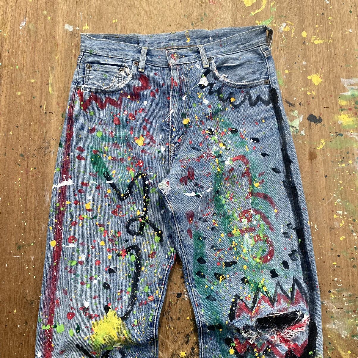 Levi's Vintage Levis 502 “E” Selvedge Splatter Light Denim Jeans Size US 29 - 2 Thumbnail