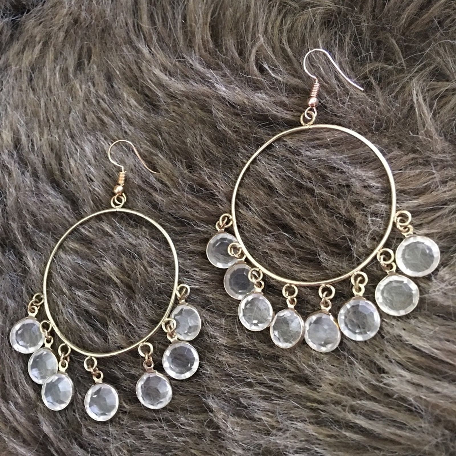 Vintage Vintage gold tone clear faceted crystal earrings Size ONE SIZE - 2 Thumbnail