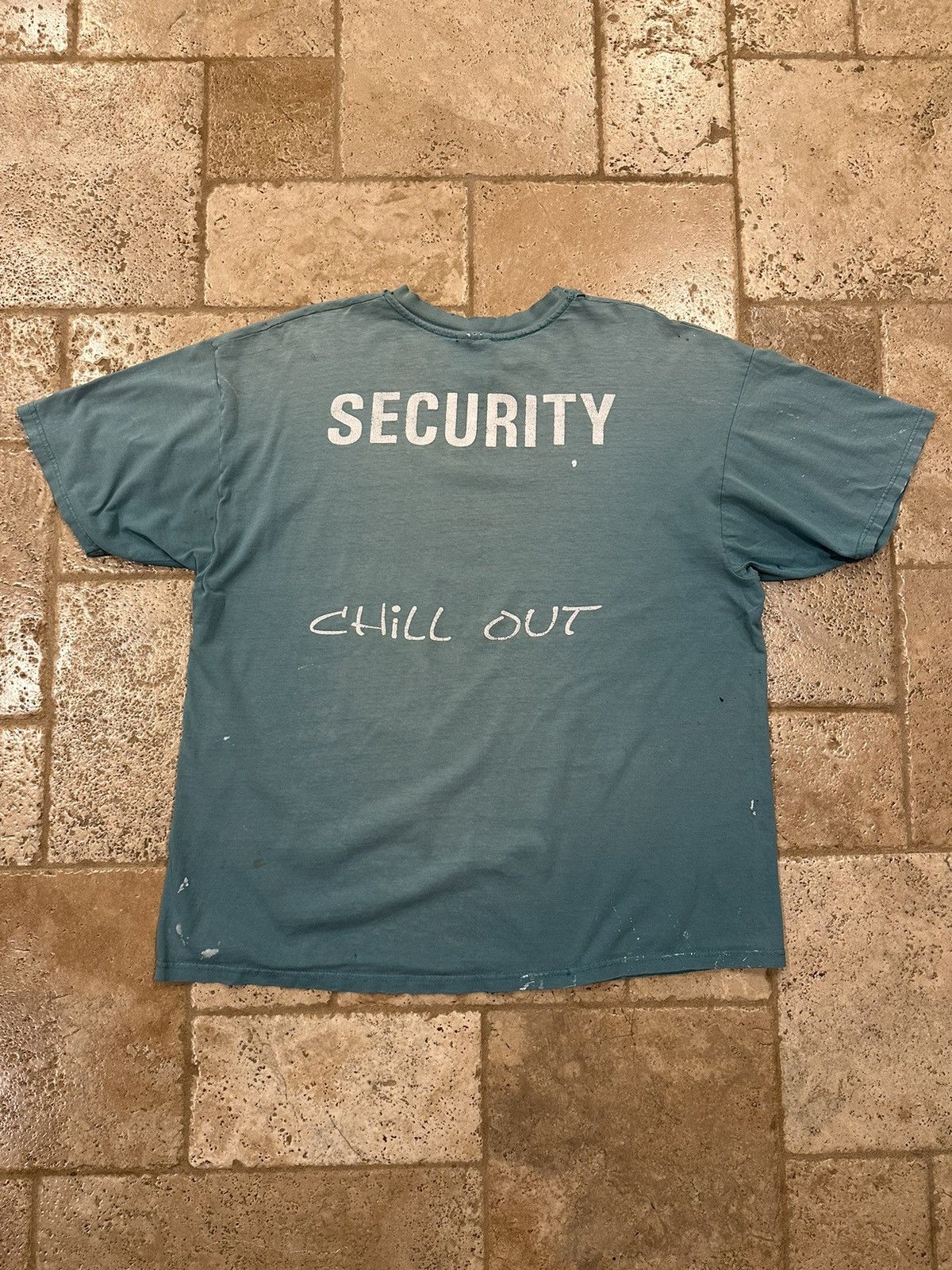 StraightFaded Vintage Hanes Security Chill Out Green Sun Faded Painted Tee Size US XXL / EU 58 / 5 - 3 Thumbnail