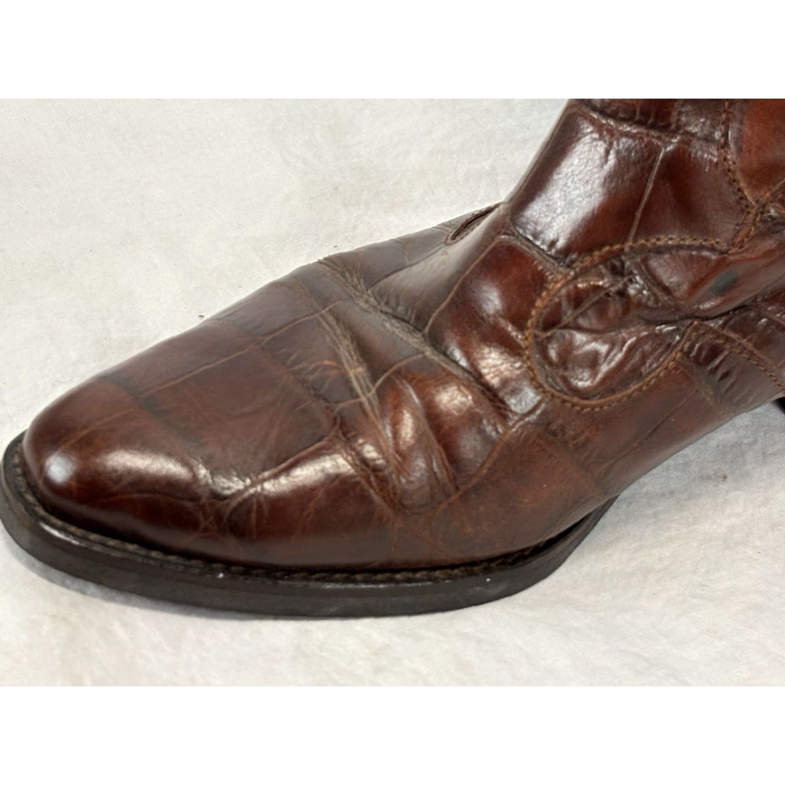 Vintage VINTAGE Joan & David Western Leather Boots Brown 37.5 (US 7) Women Cowboy 90s Croc Embossed Leather Boots Size US 7 / IT 37 - 7 Thumbnail