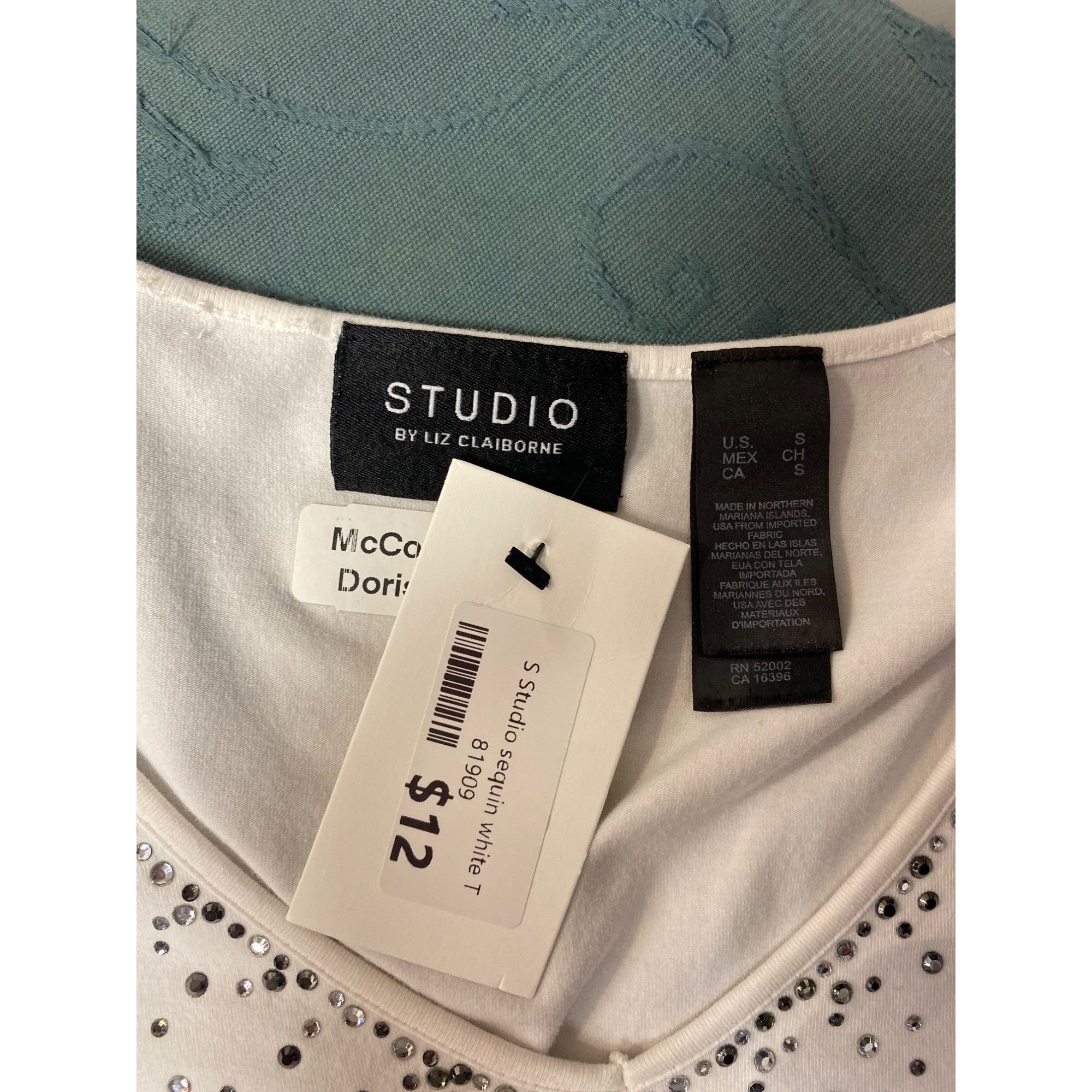 Vintage S | Studio Rhinestone white top Size S / US 4 / IT 40 - 4 Thumbnail