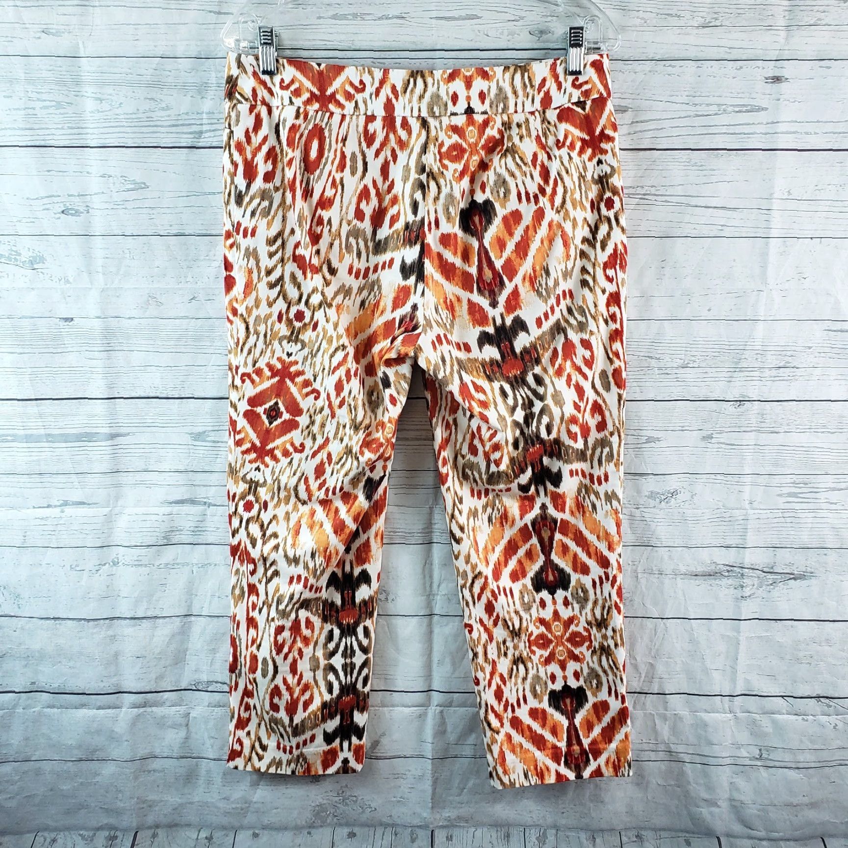 Vintage Chicos Womens Cropped Pants Sz 4 Orange Red Mid Rise Cotton Blend Pants Women Cropped 24 Inseam Mens Womens Size 27" / US 4 / IT 40 - 3 Thumbnail