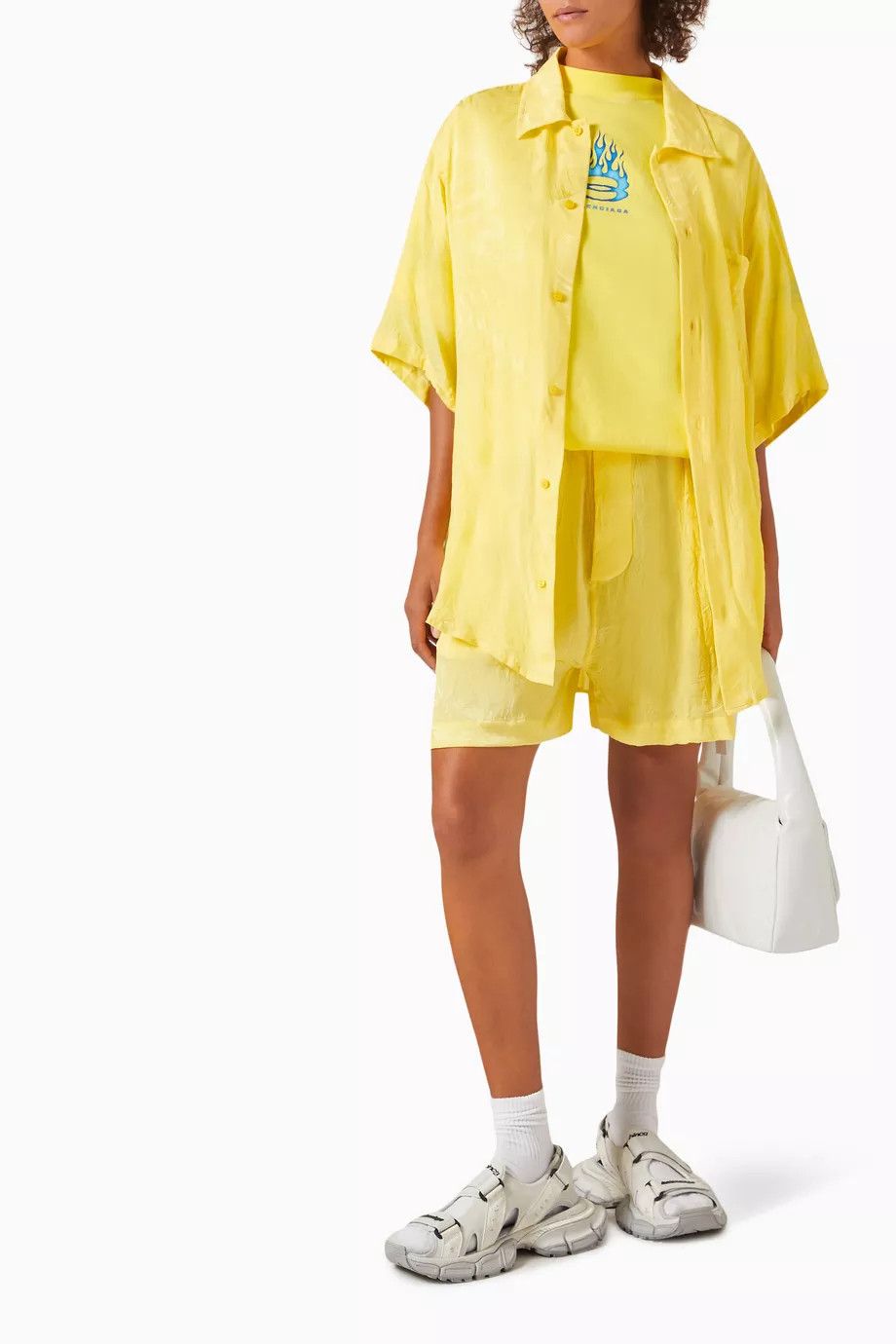 Balenciaga o1srvl11e0426 Tropical Flowers Minimal Shirt Large Fit Size M / US 6-8 / IT 42-44 - 2 Thumbnail