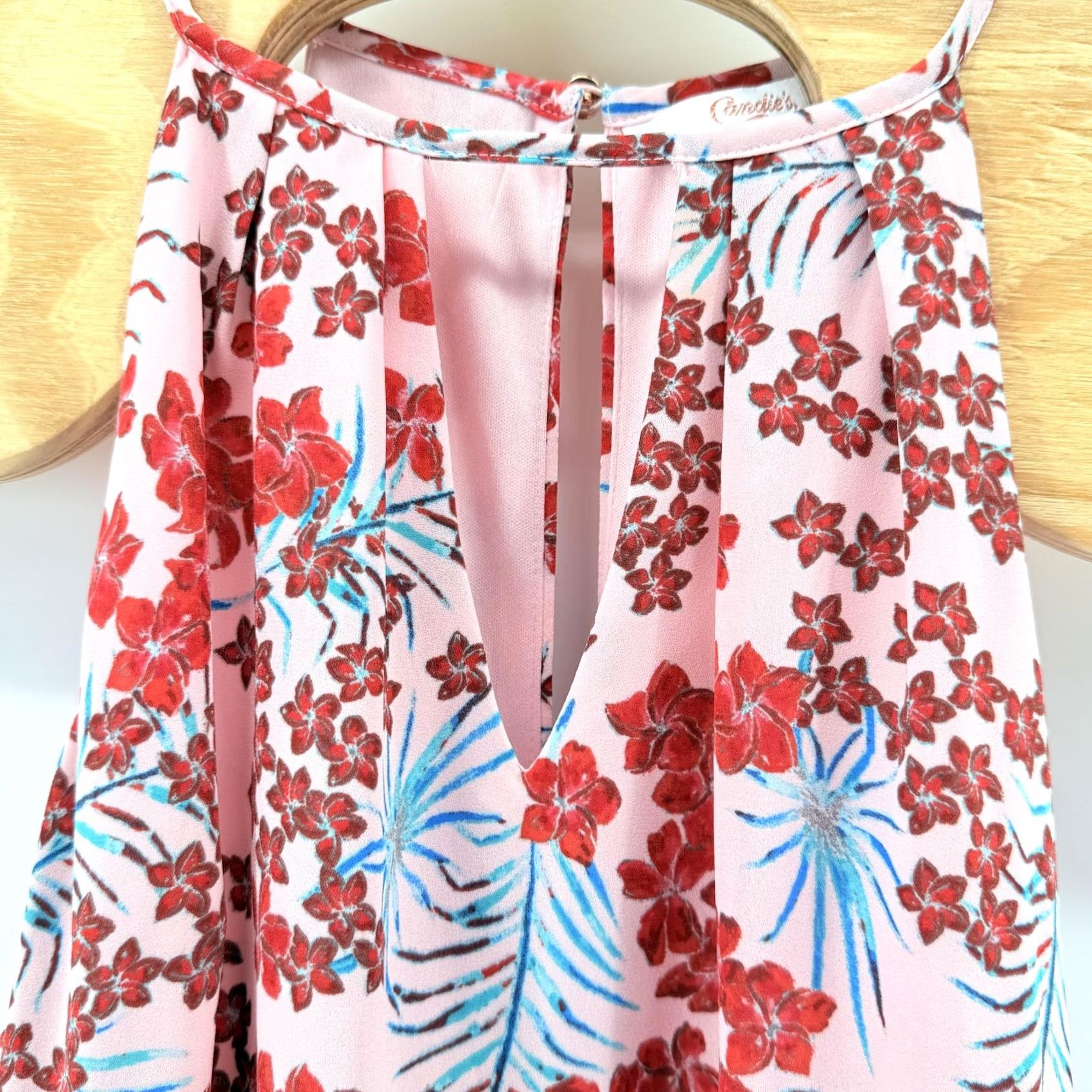 Vintage Candie's Dress Womens Small Halter Sleeveless Keyhole Floral Summer Casual Party Size S / US 4 / IT 40 - 2 Thumbnail