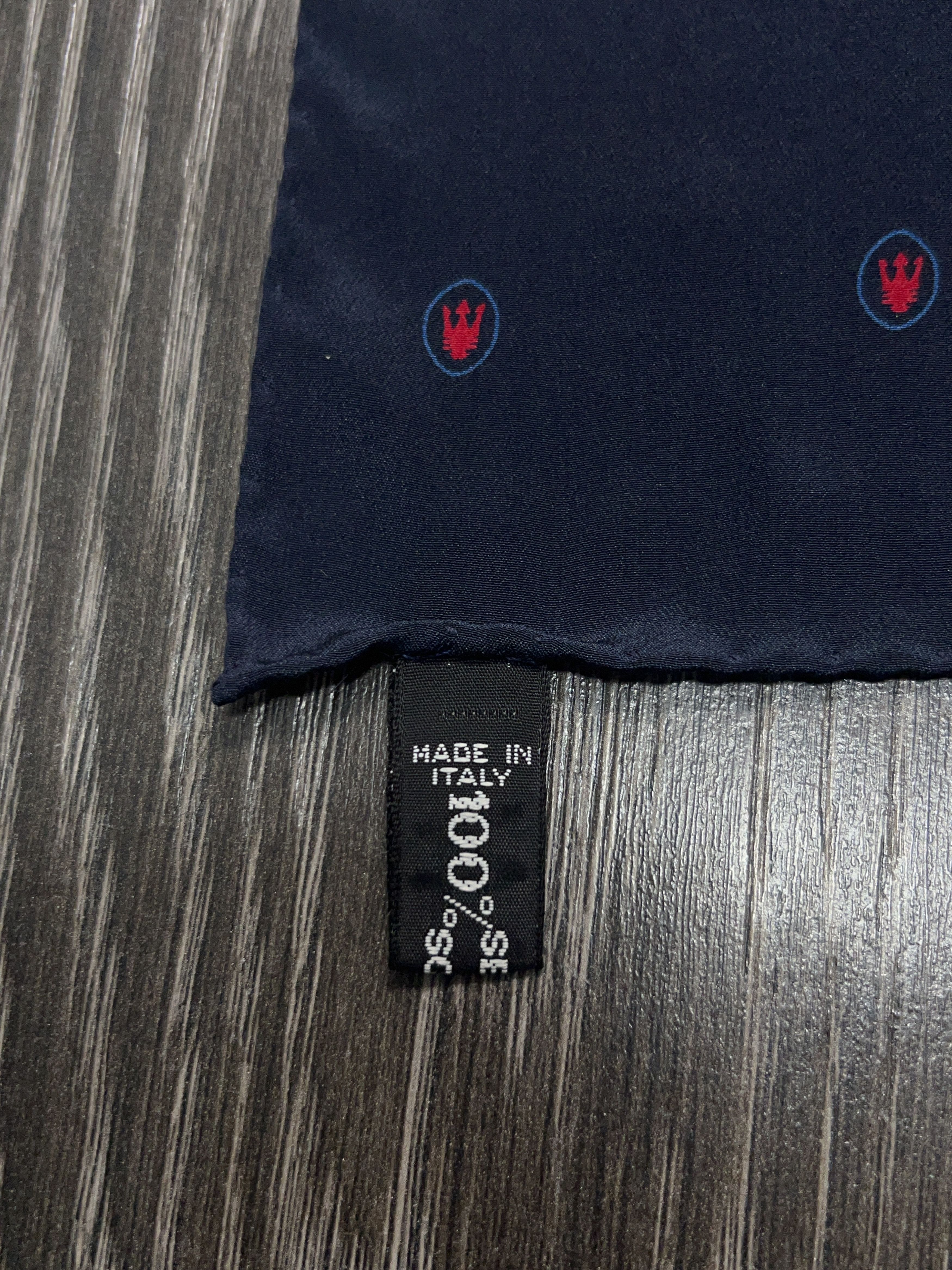 Vintage RARE Maserati Monogram Silk Scarf Authentic Dark Blue Size ONE SIZE - 5 Thumbnail