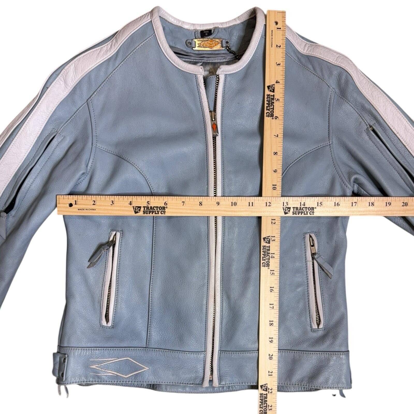 Other Power Trip Leather Cafe Motorcycle Jacket XS Blue Striped Size ONE SIZE - 7 Thumbnail