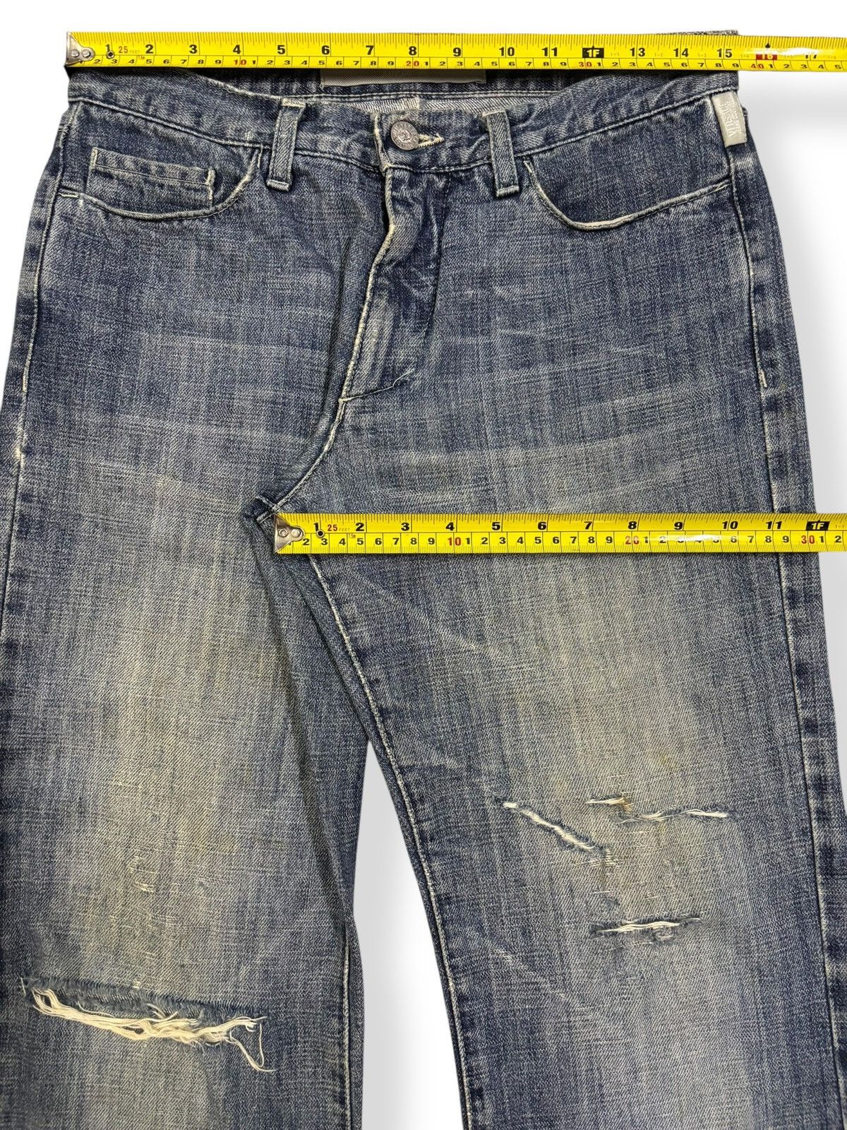 Versace Y2K Versace Jeans Couture Mud Wash Baggy Distressed Jeans Size US 31 - 15 Thumbnail
