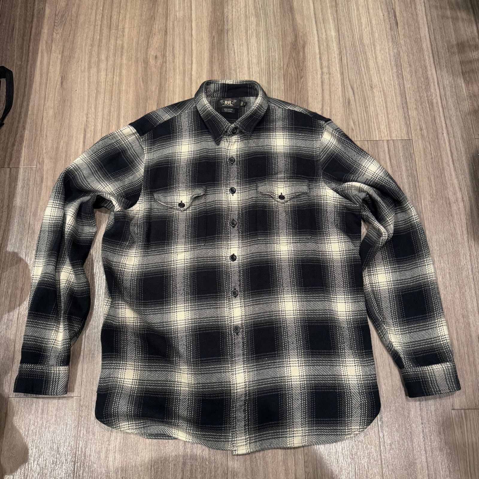 RRL Ralph Lauren Double RL Shadow Plaid Wool-Blend Flannel
