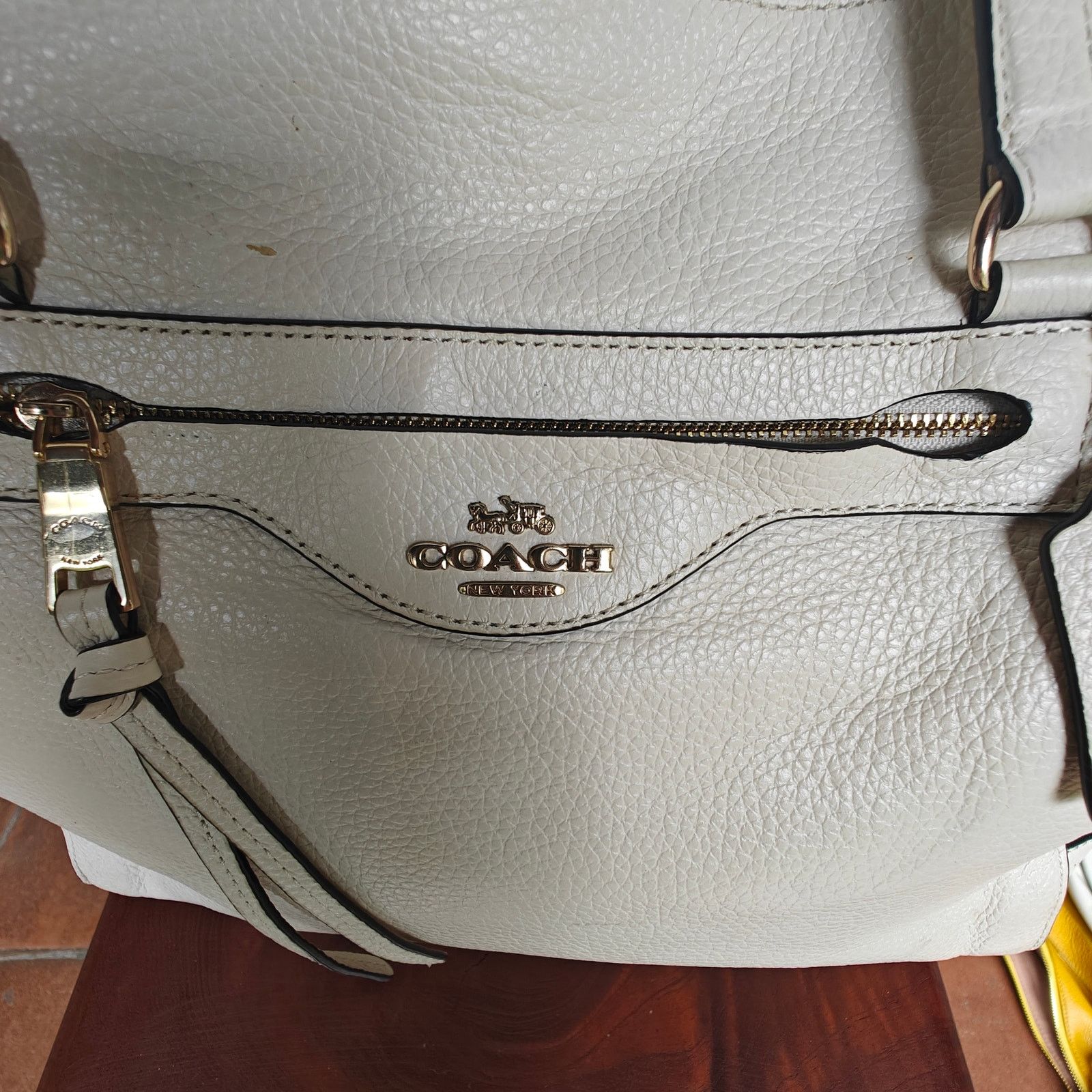 Coach Coach Pebbled Leather Zip-Top Tote –Off-White, Gold Hardware Size ONE SIZE - 3 Thumbnail