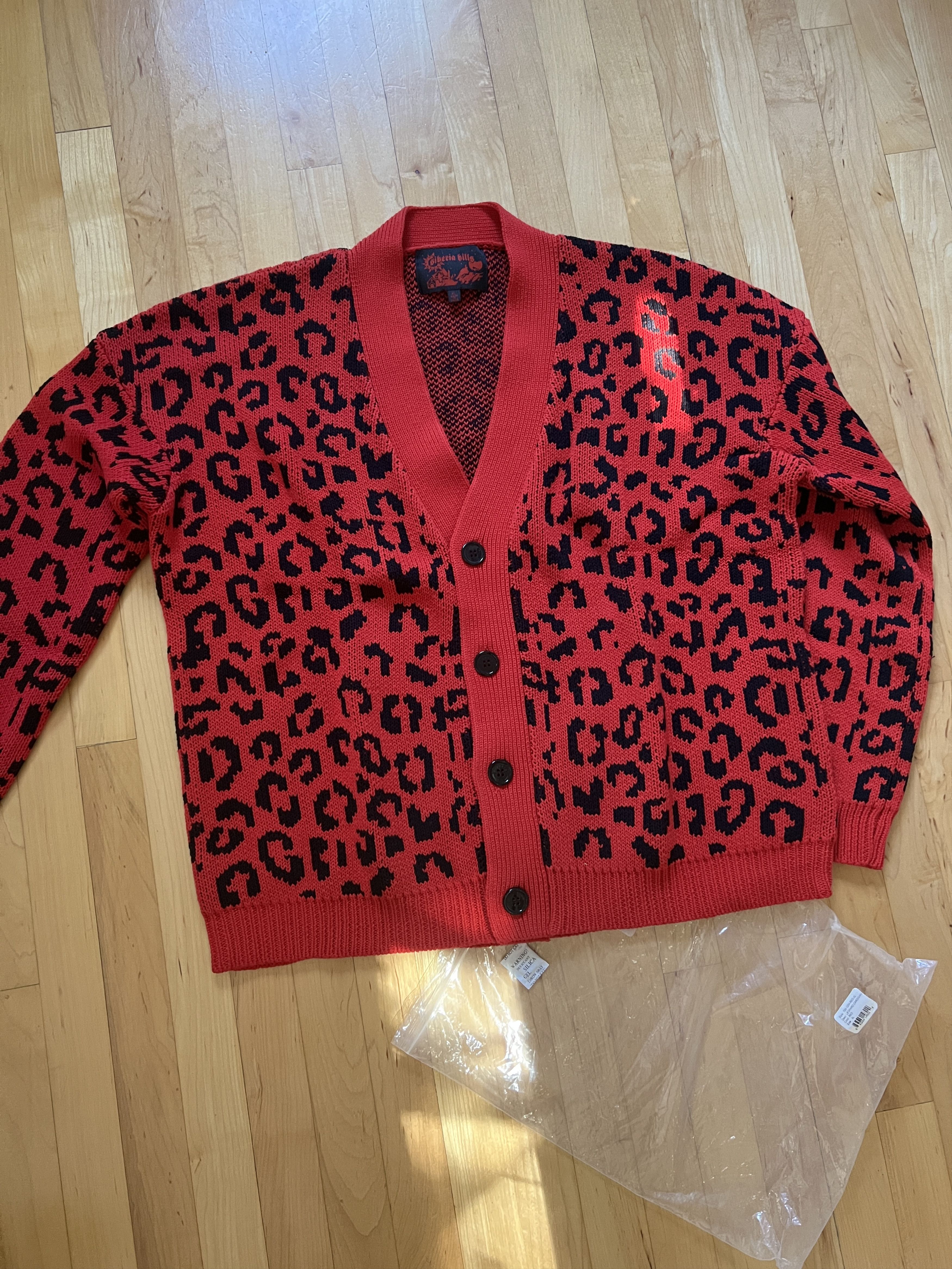 image of Siberia Hills Leopard Cardigan in Red, Men's (Size XL)