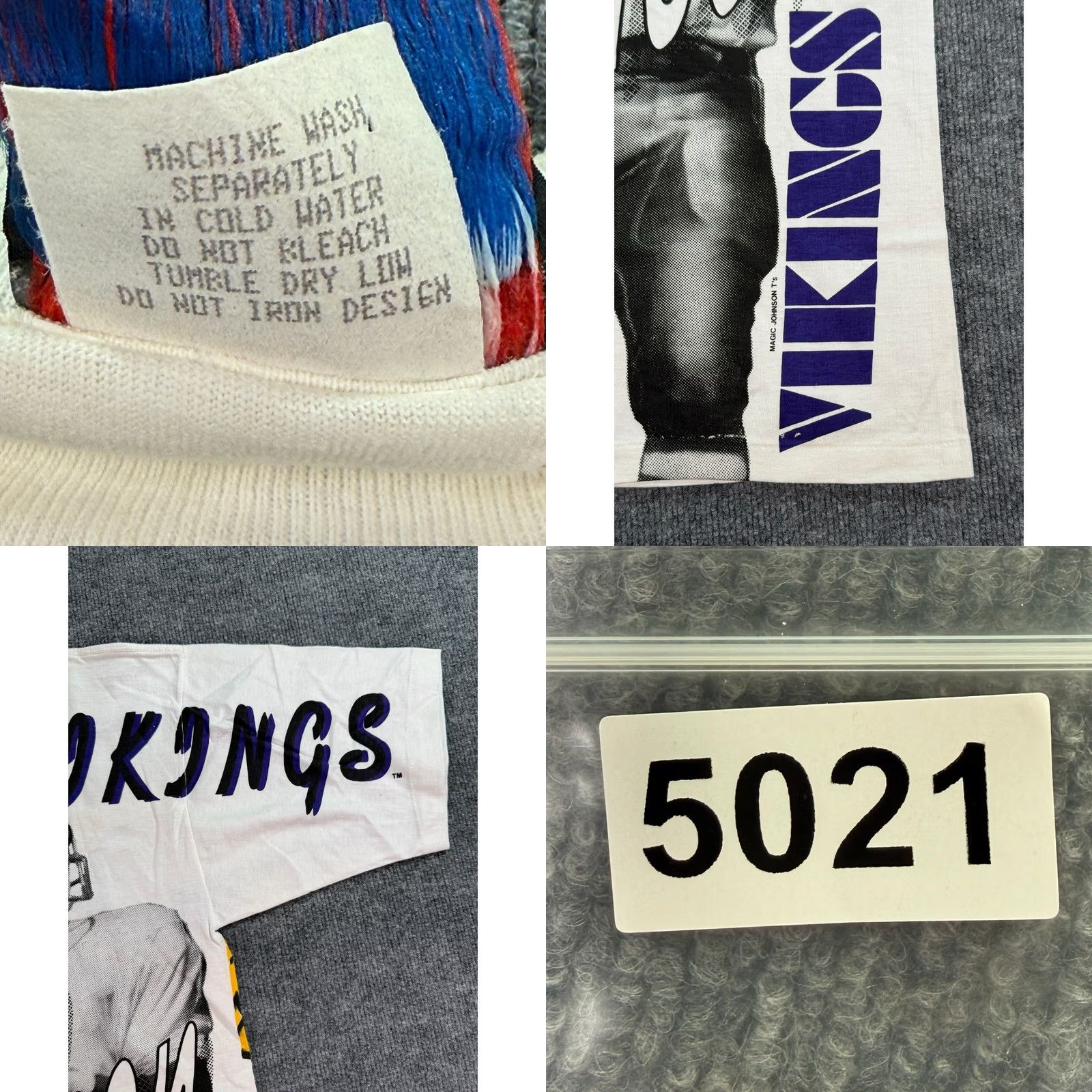 Vintage VTG Magic Johnson T's Minnesota Vikings Warren Moon T-Shirt Mens L White 90s AOP Size US L / EU 52-54 / 3 - 9 Thumbnail