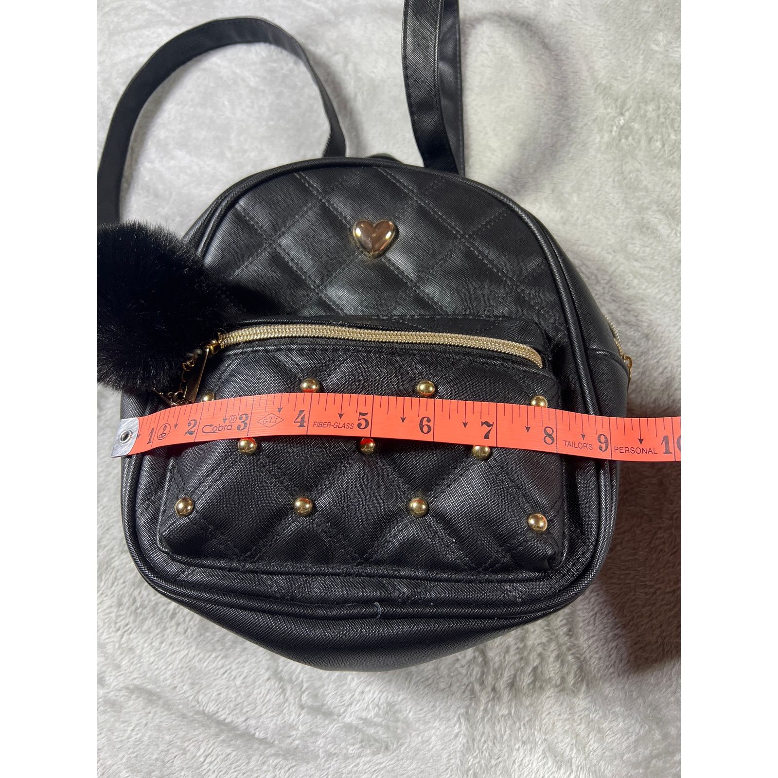 Other Y2K Coquette Black Gold Mini Backpack Faux Leather Street Size ONE SIZE - 6 Thumbnail