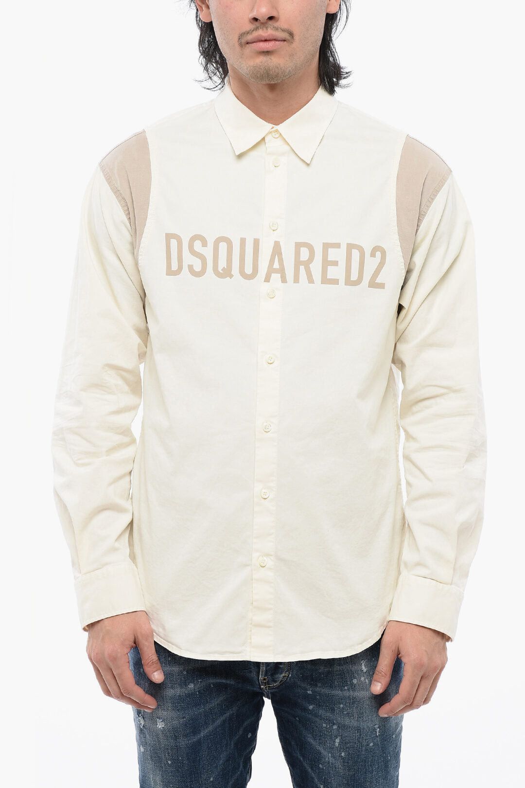 Dsquared2 Two-Tone Shirt VARSITY with Logo Print Size US M / EU 48-50 / 2 - 1 Thumbnail