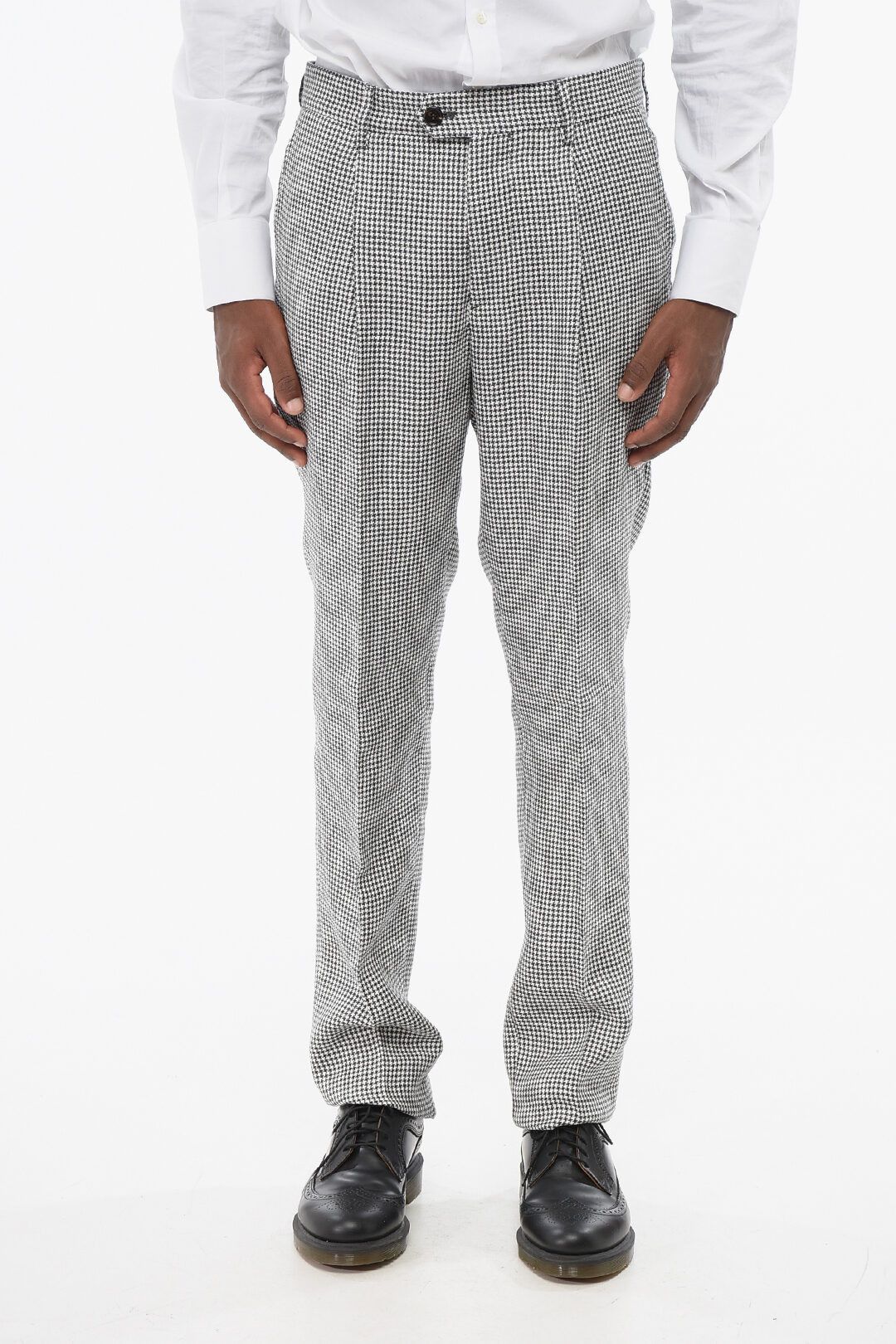 Brunello Cucinelli og1mm0725 Houndstooth Patterned Linen Blend Suit White/Black Size US S / EU 44-46 / 1 - 7 Thumbnail