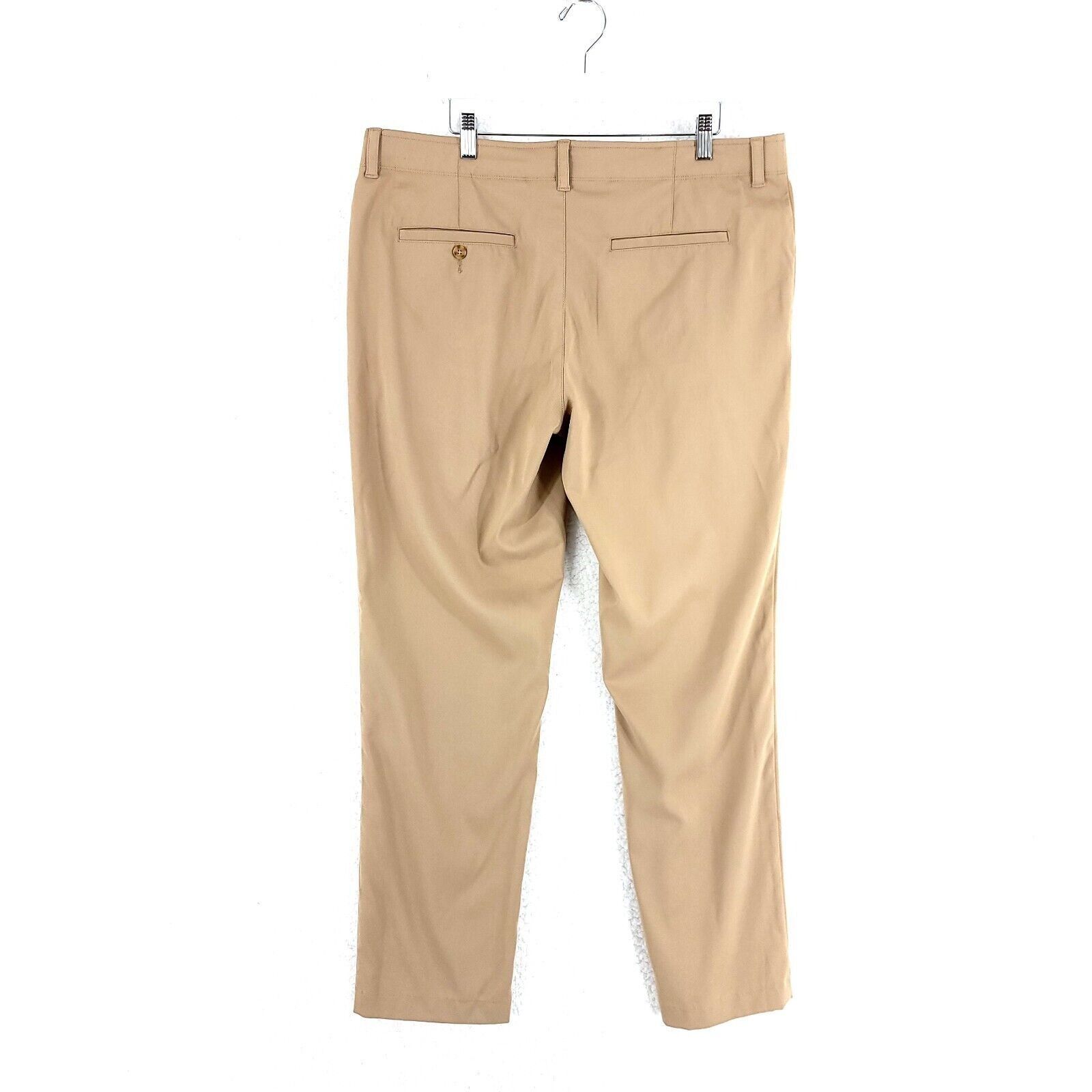 PGA Tour PGA Tour Tan Flat Front Dress Pants Polyester Elastic Waist Size US 37 - 3 Thumbnail