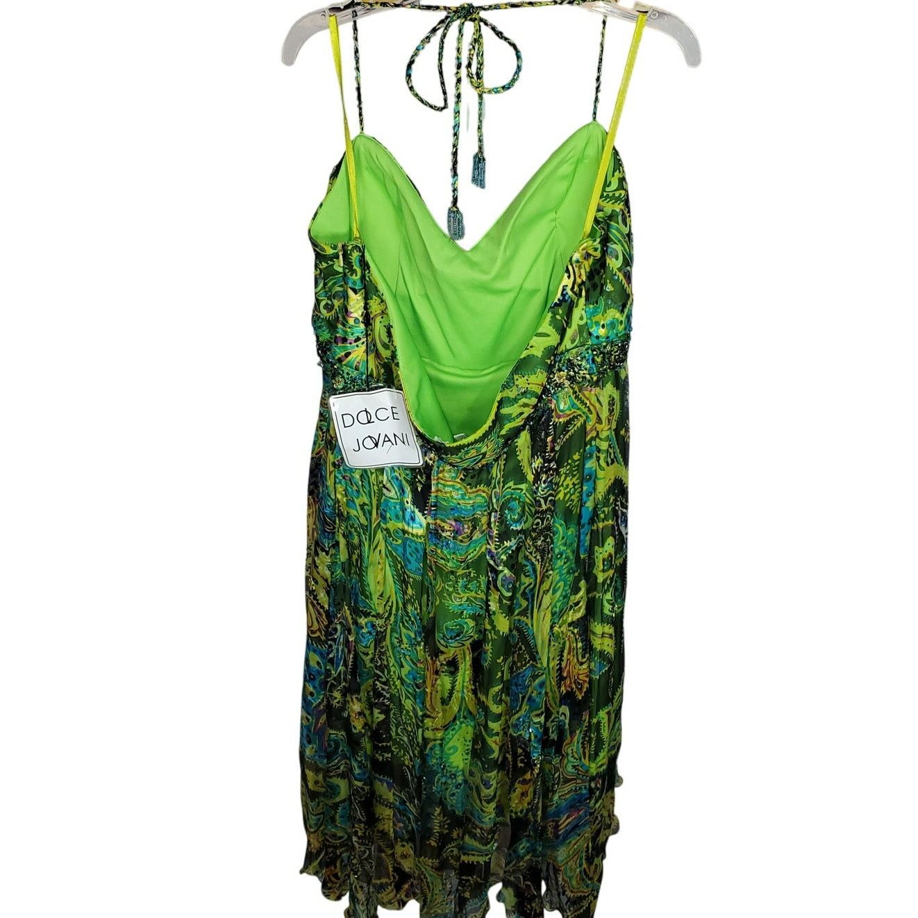 Other Dolce Jovani Green Beaded Halter Evening Dress Size 20 NWT Size 3XL / US 20-22 - 2 Thumbnail