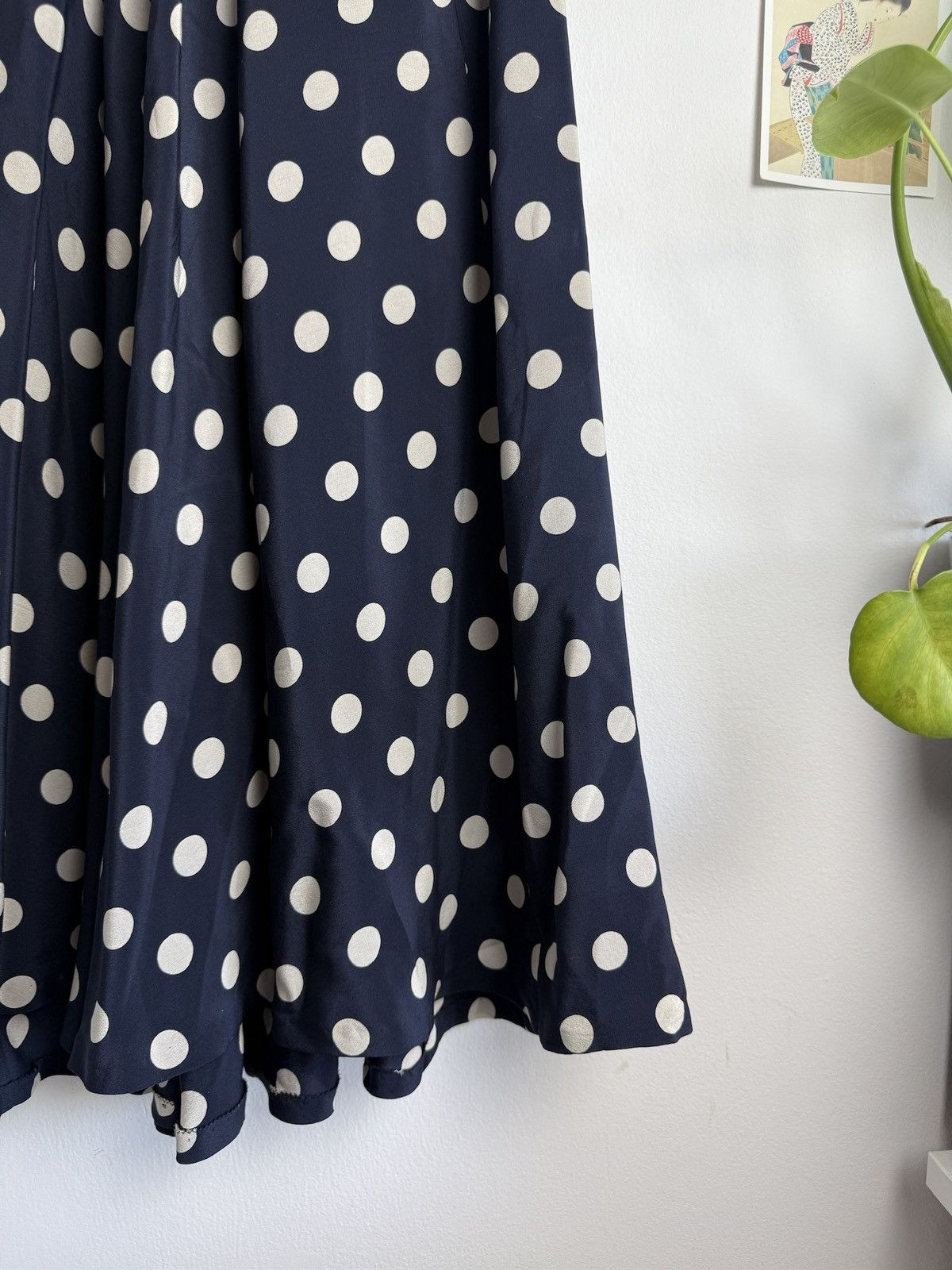 Designer × Jil Sander Vintage y2k Jil Sander polka dot navy silk skirt 36 S luxury Size 25" / US 0 / IT 36 - 5 Thumbnail