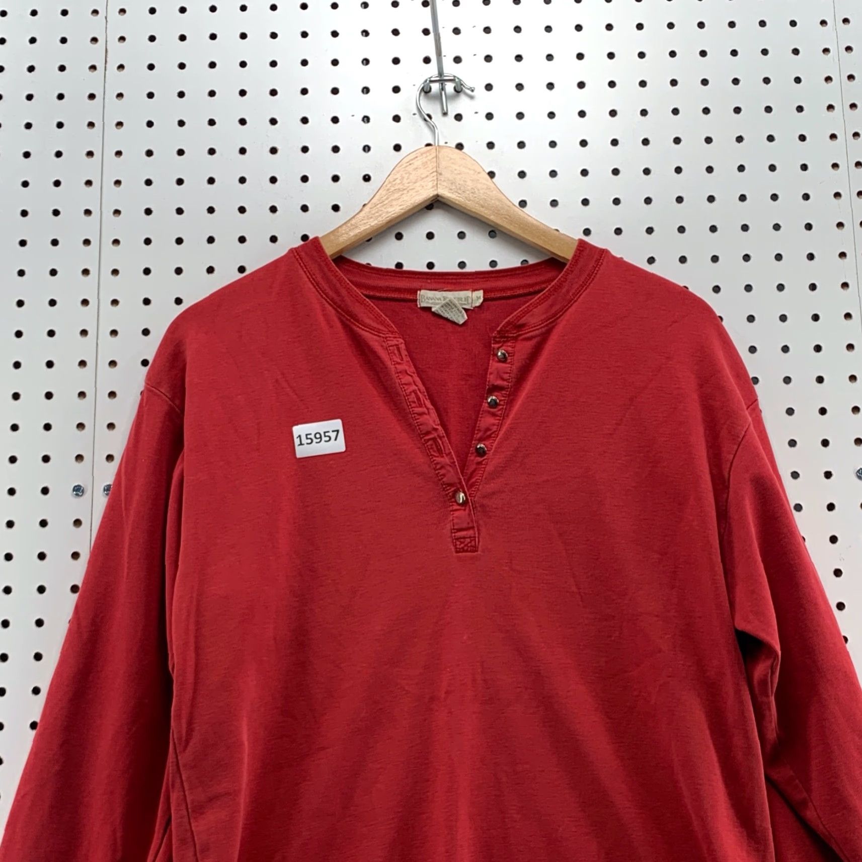 Banana Republic VINTAGE Banana Republic Henley Shirt Womens Medium Red Long Sleeve Size M / US 6-8 / IT 42-44 - 6 Thumbnail