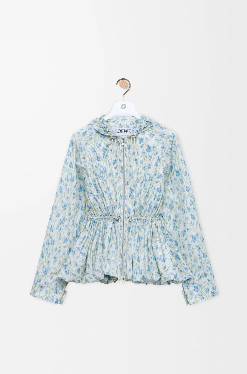 Loewe o1in1g0426 Hooded Jacket in White/Blue Size S / US 4 / IT 40 - 1 Thumbnail