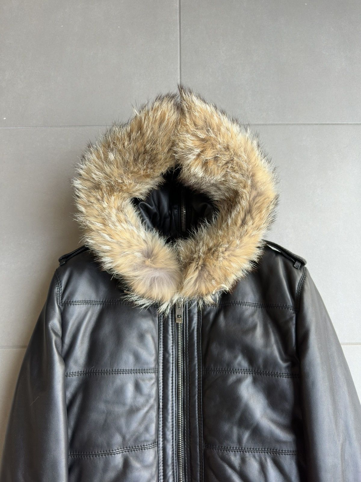 Dior × Hedi Slimane Dior Homme AW04 “VOTC” fur hooded leather jacket Size US M / EU 48-50 / 2 - 3 Thumbnail