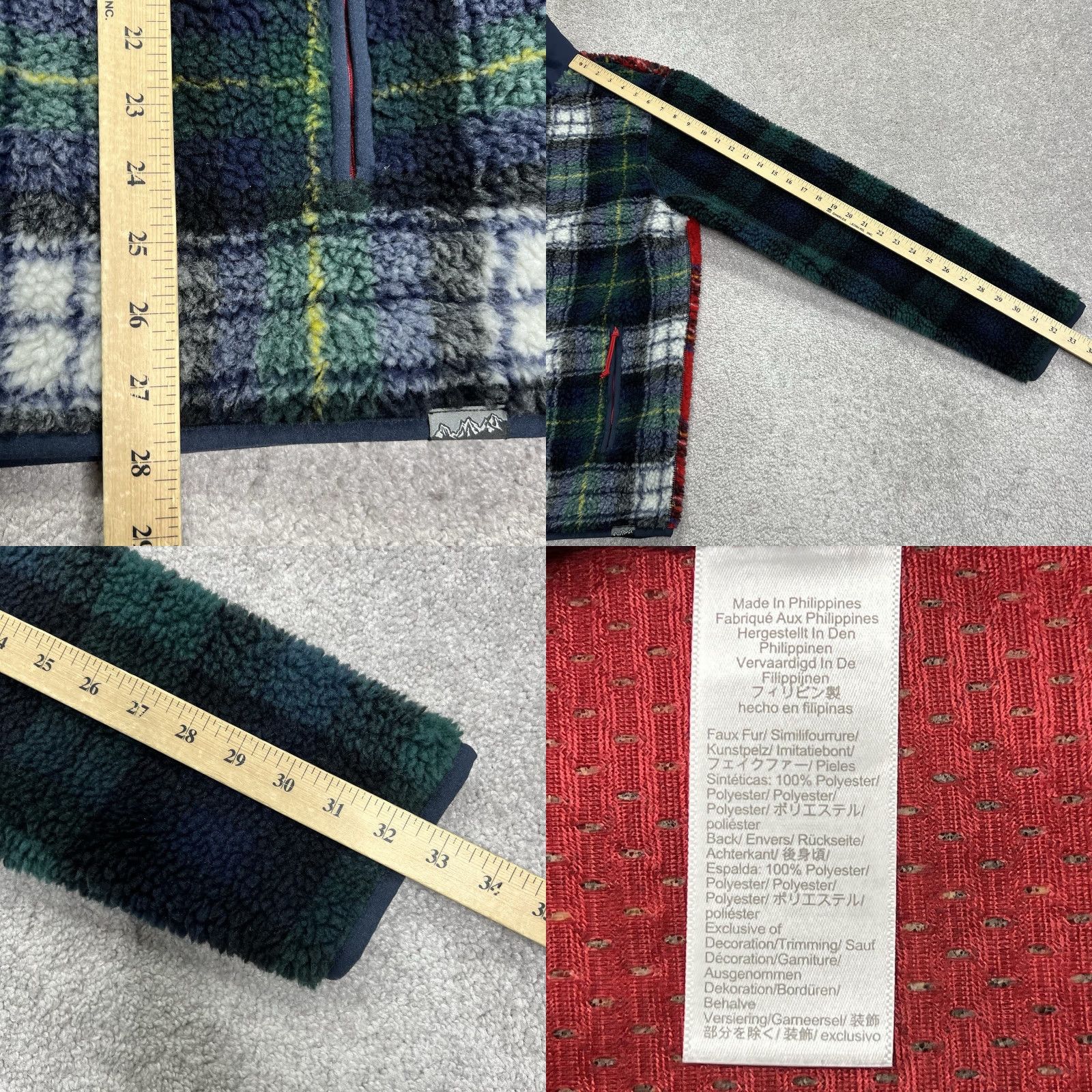 J.Crew J.CREW Nordic Sherpa Fleece Jacket Mens Large Patchwork Plaid Full Zip Multicolor Green Red Blue Size US L / EU 52-54 / 3 - 9 Thumbnail