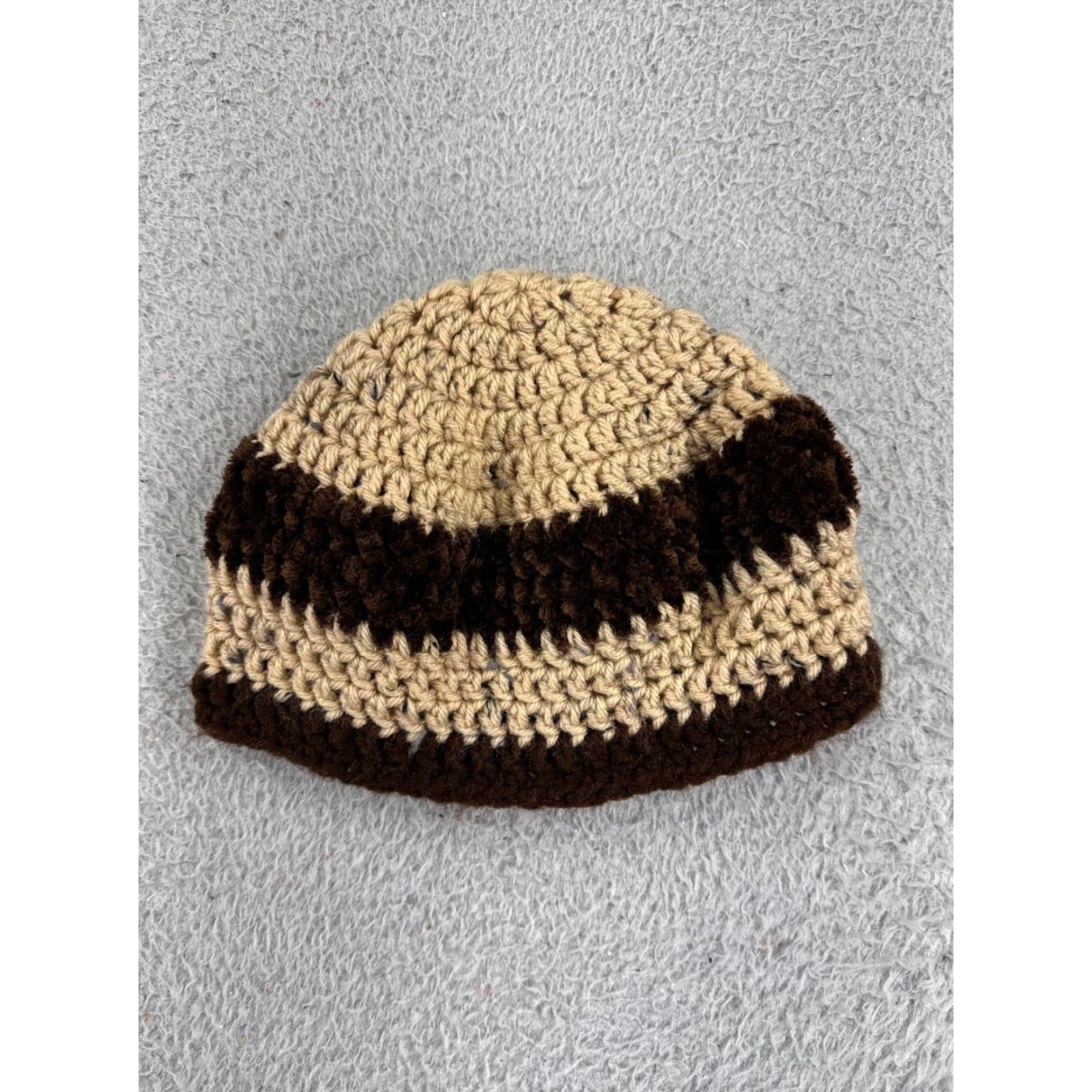 Vintage Womens Beanie Toque Knit Chenille Brown One Size Winter Ski Hat with Embroidered Logo, Adult, Brown, Beanie, Folded Cuff, 1 Size Size ONE SIZE - 2 Thumbnail
