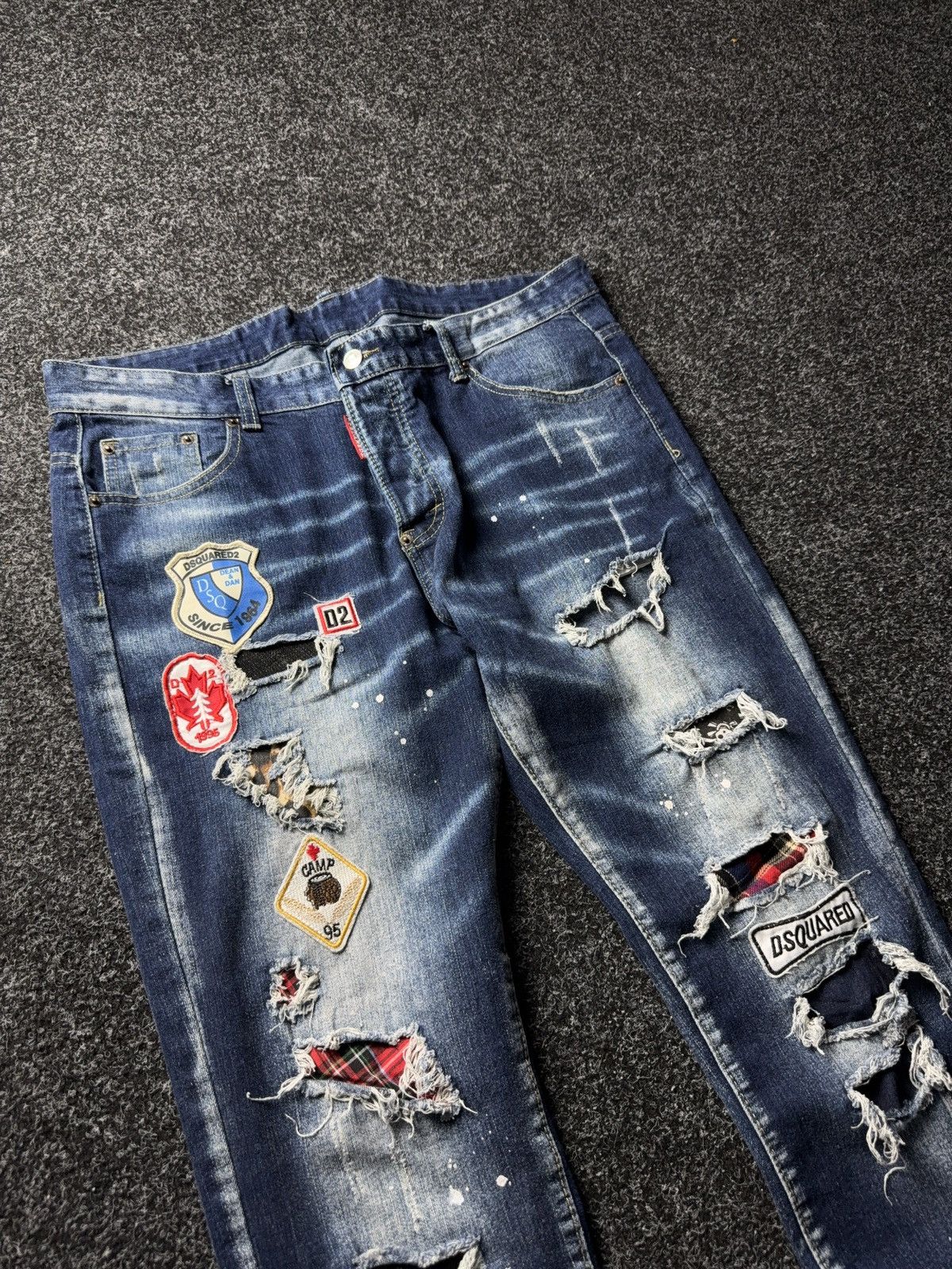 Dsquared2 Retro Y2K 00s Dsquared2 Distressed Patchwork Jeans 54 Italy Size US 36 / EU 52 - 6 Thumbnail